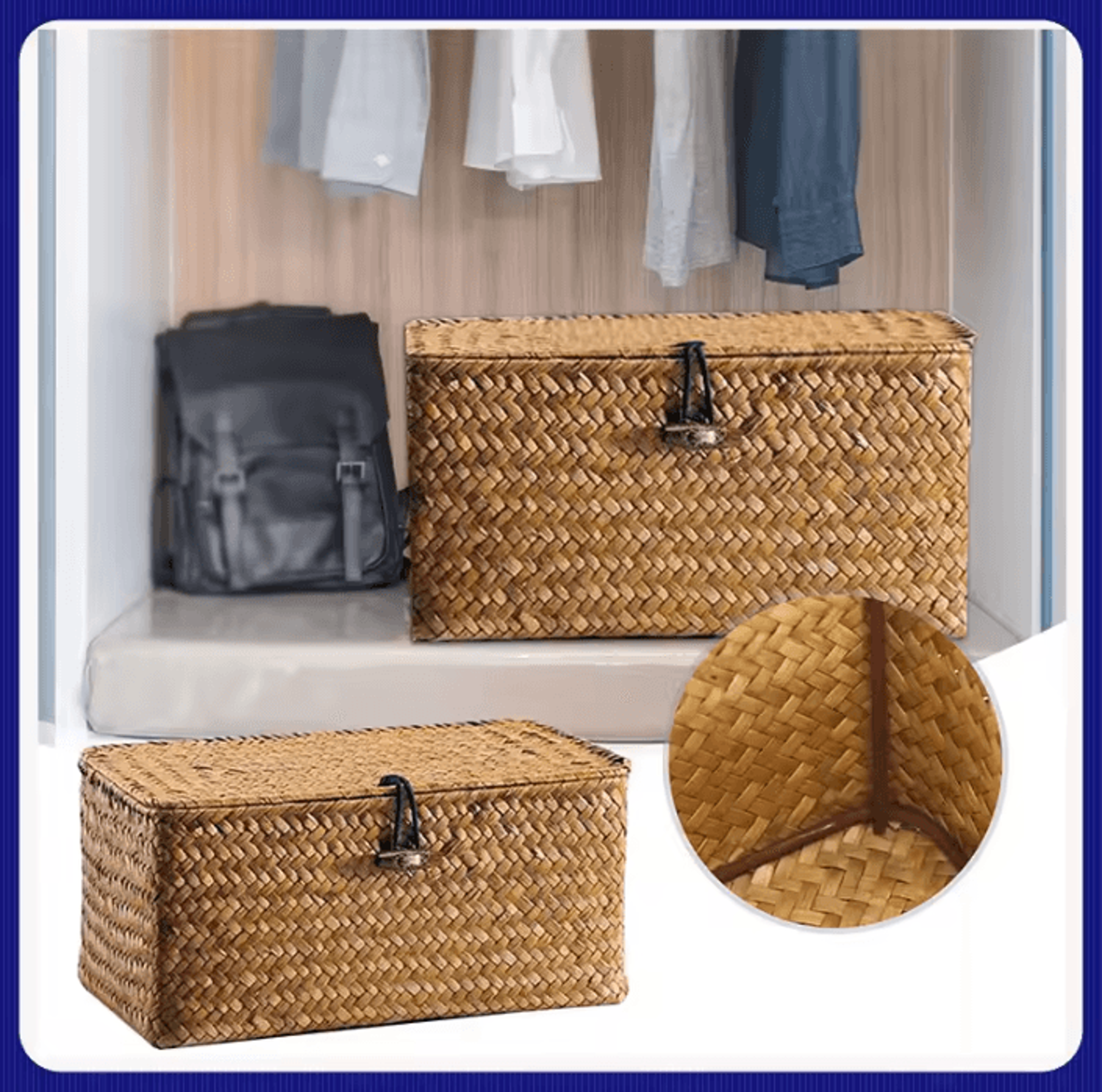 large woven rattan storage basket with lid decorative wicker laundry organizer for home and bedroom
