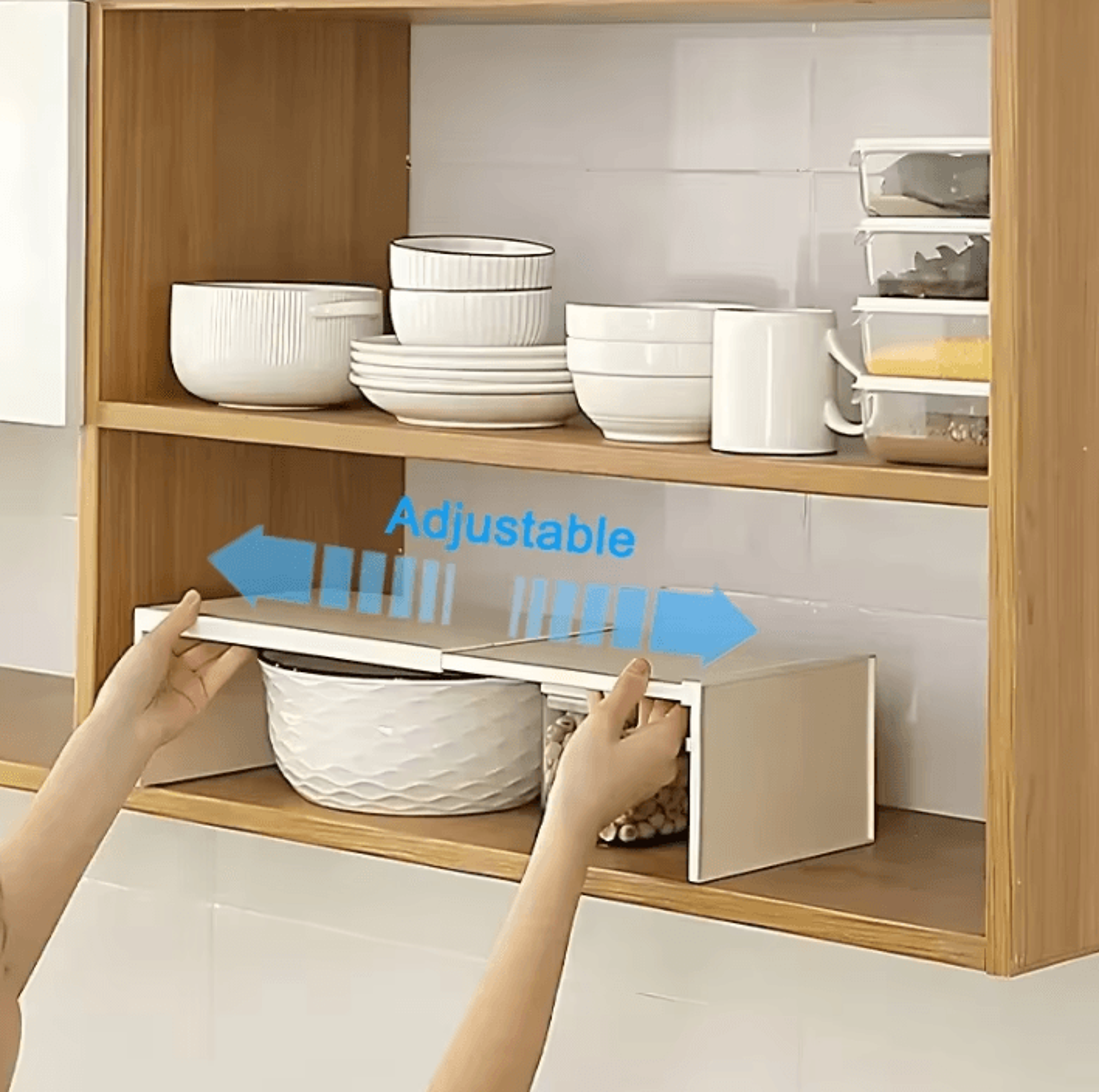 Expandable Kitchen Cabinet Shelf Organizer Adjustable Countertop Storage Rack For Spices Cupboards  1