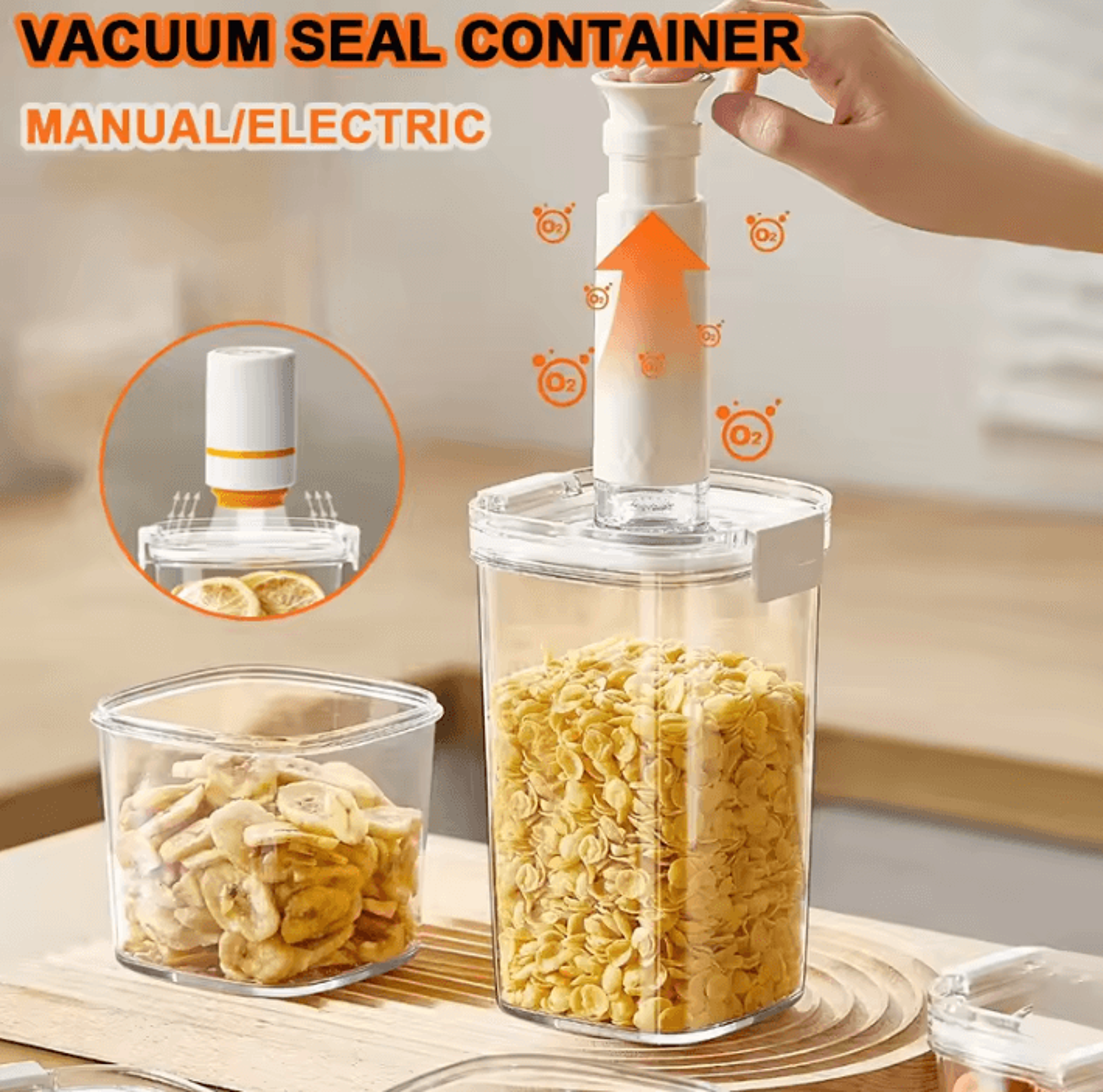 electric vacuum sealed storage jar airtight coffee bean container for tea rice cereals and kitchen pantry organization
