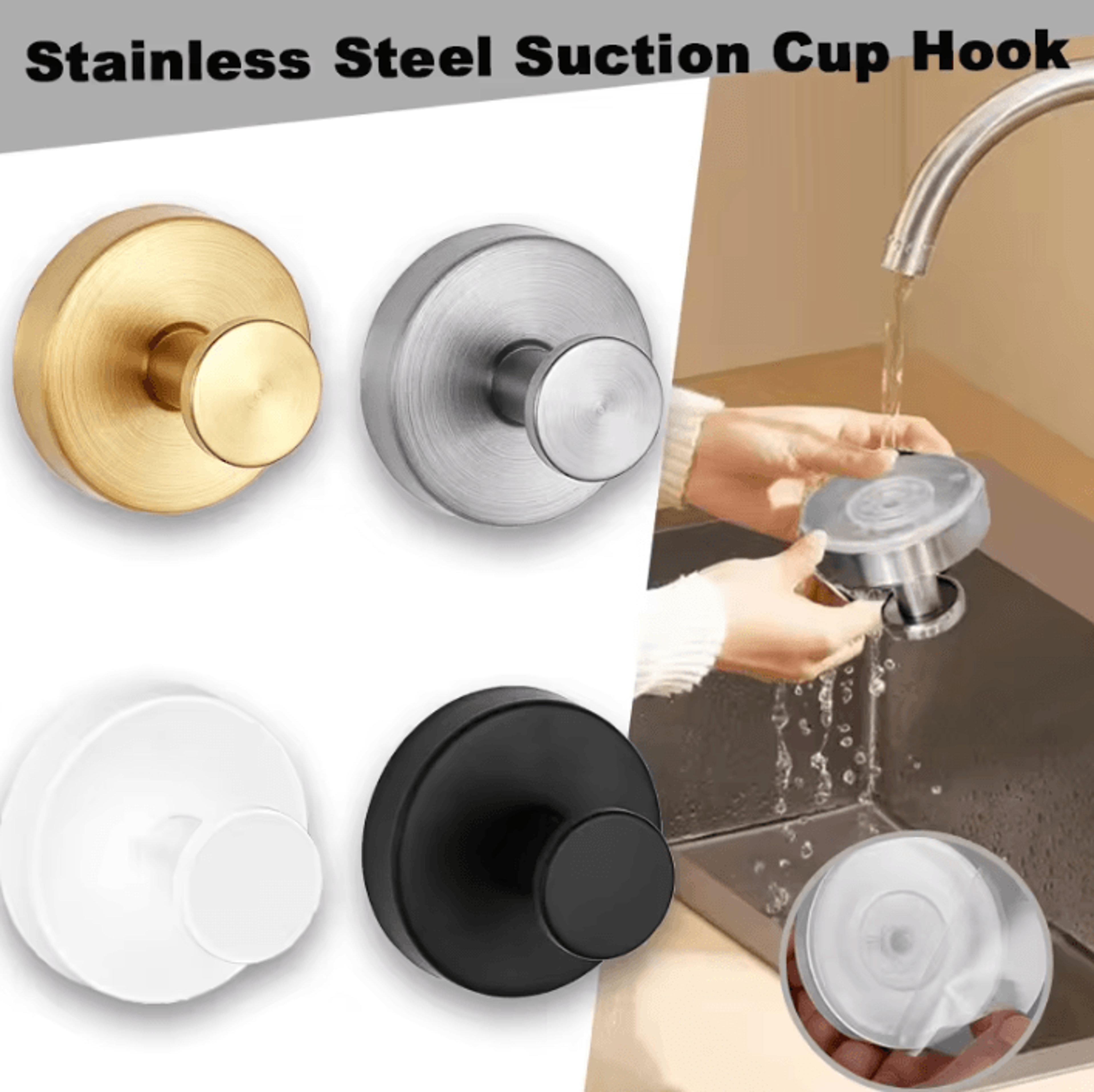 stainless steel suction cup wall hooks waterproof reusable shower hangers for bathroom and home organization