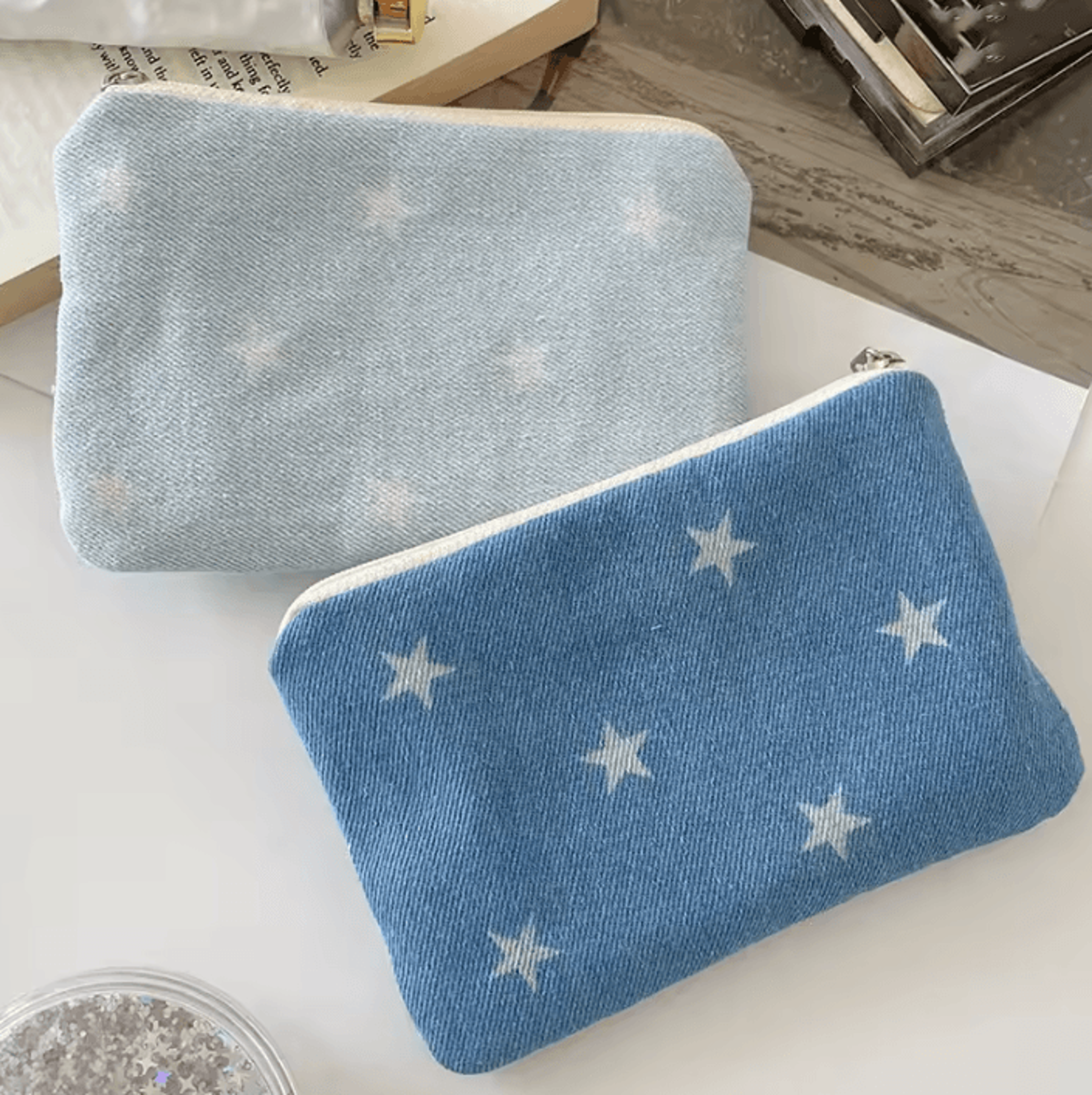 star print zipper coin purse portable fabric mini wallet for coins lipstick earbuds and small accessories