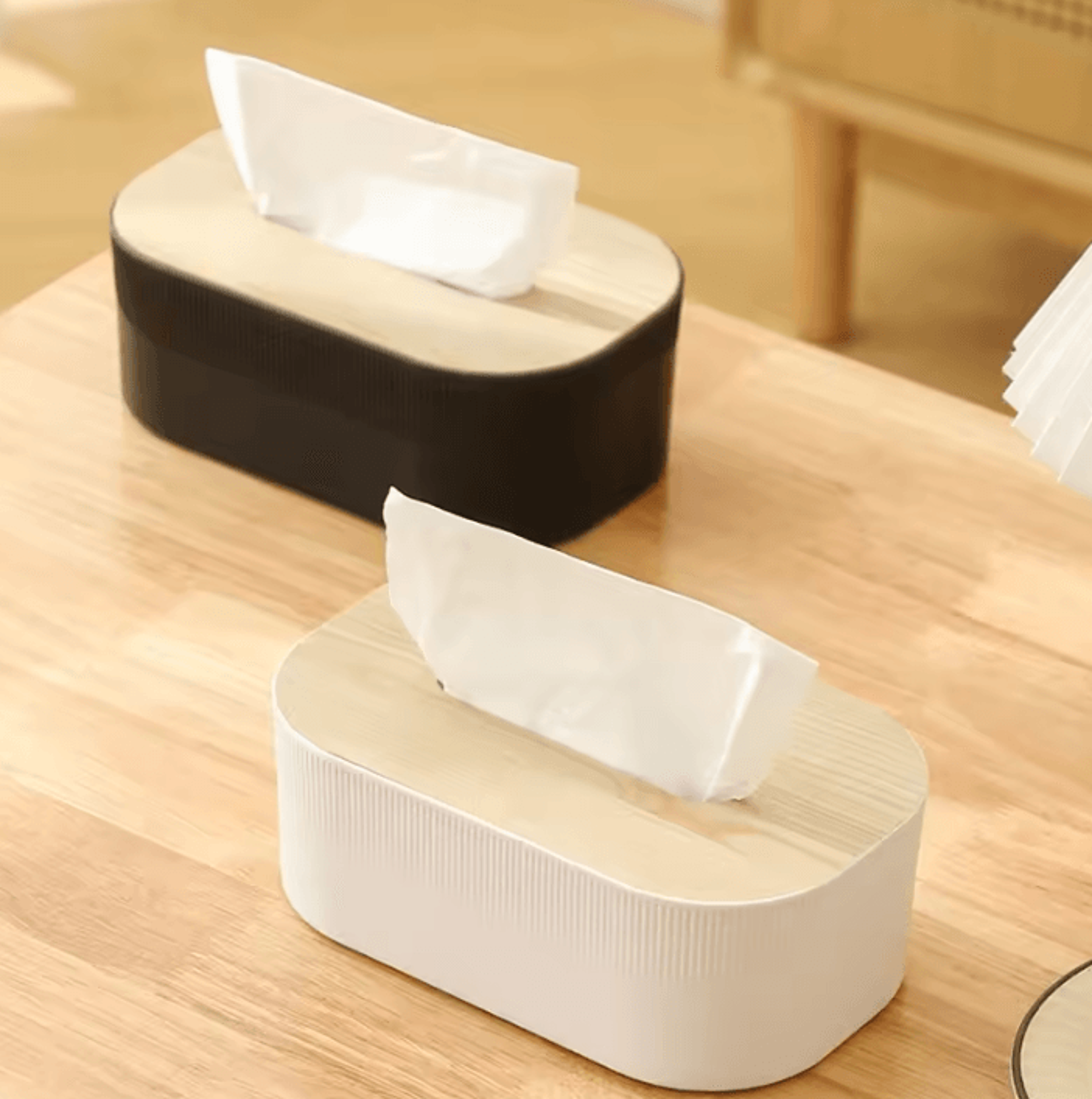 Nordic Style Tissue Box With Wooden Cover Modern Square Napkin Holder For Living Room Bathroom And  2