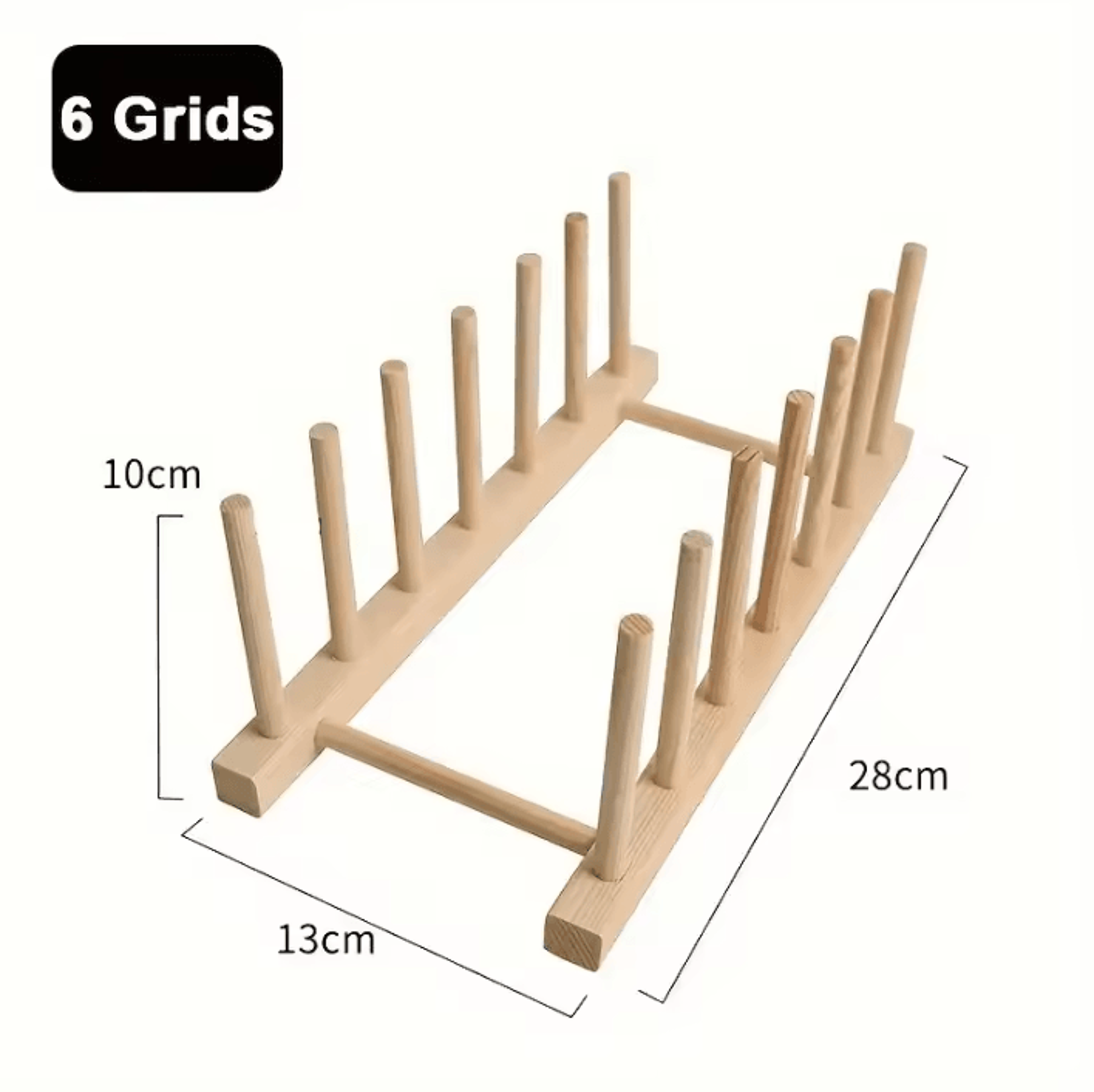 Wooden Plate Drying Rack Multifunctional Kitchen Dish Organizer Stand For Plates Cutting Boards And 6