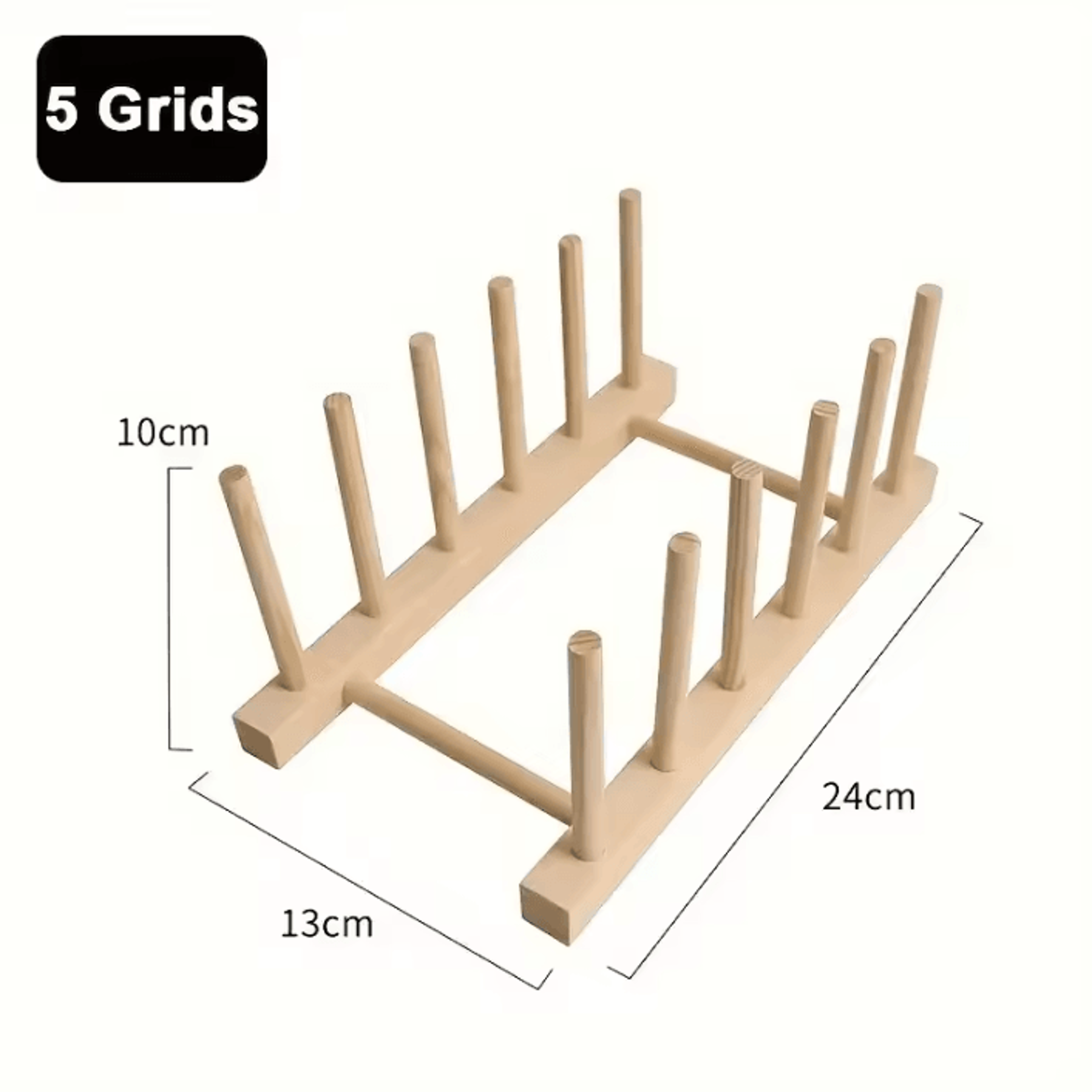 Wooden Plate Drying Rack Multifunctional Kitchen Dish Organizer Stand For Plates Cutting Boards And 5