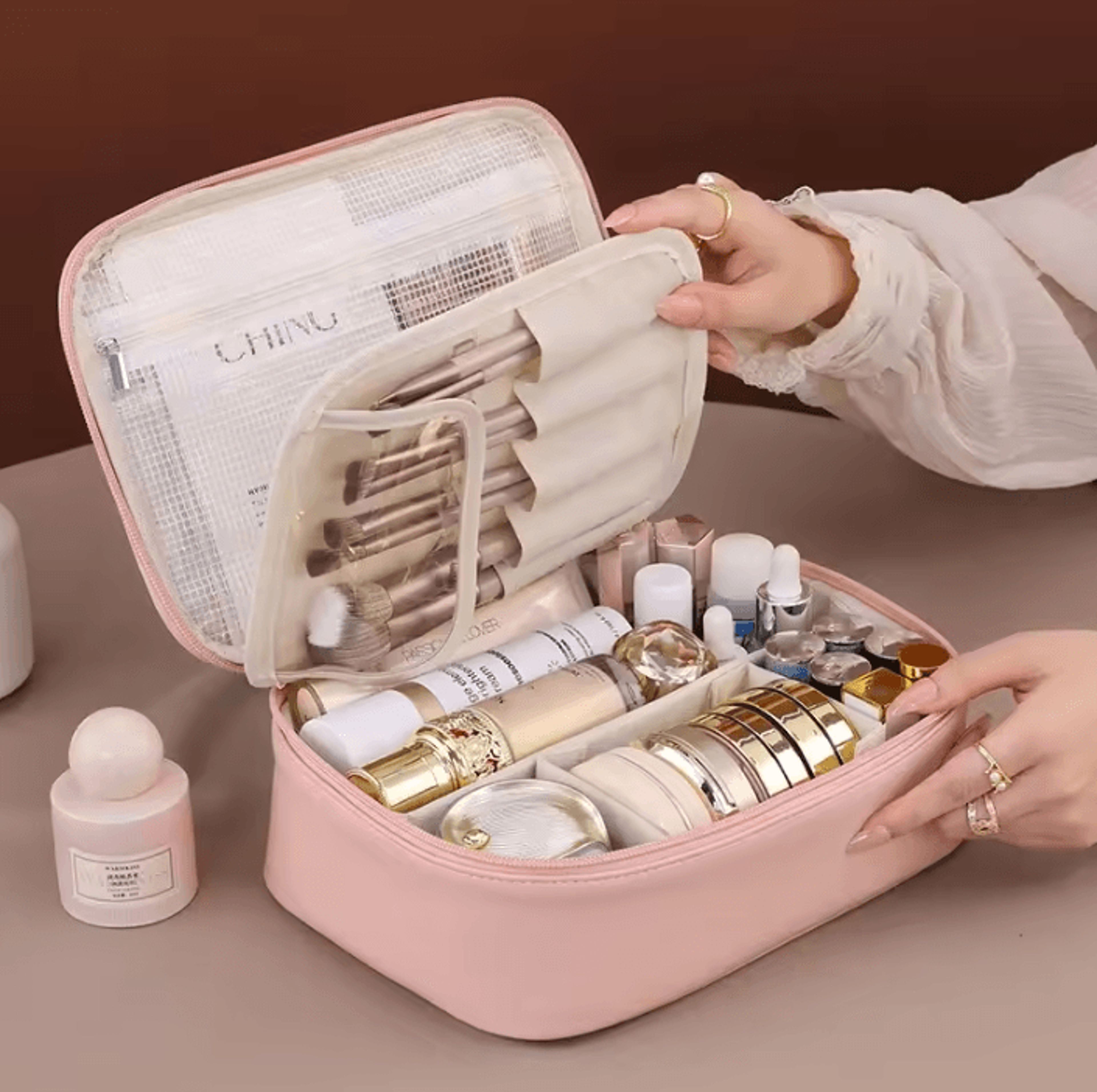 Large Capacity Multilayer Makeup Organizer Bag For Travel And Daily Storage 3