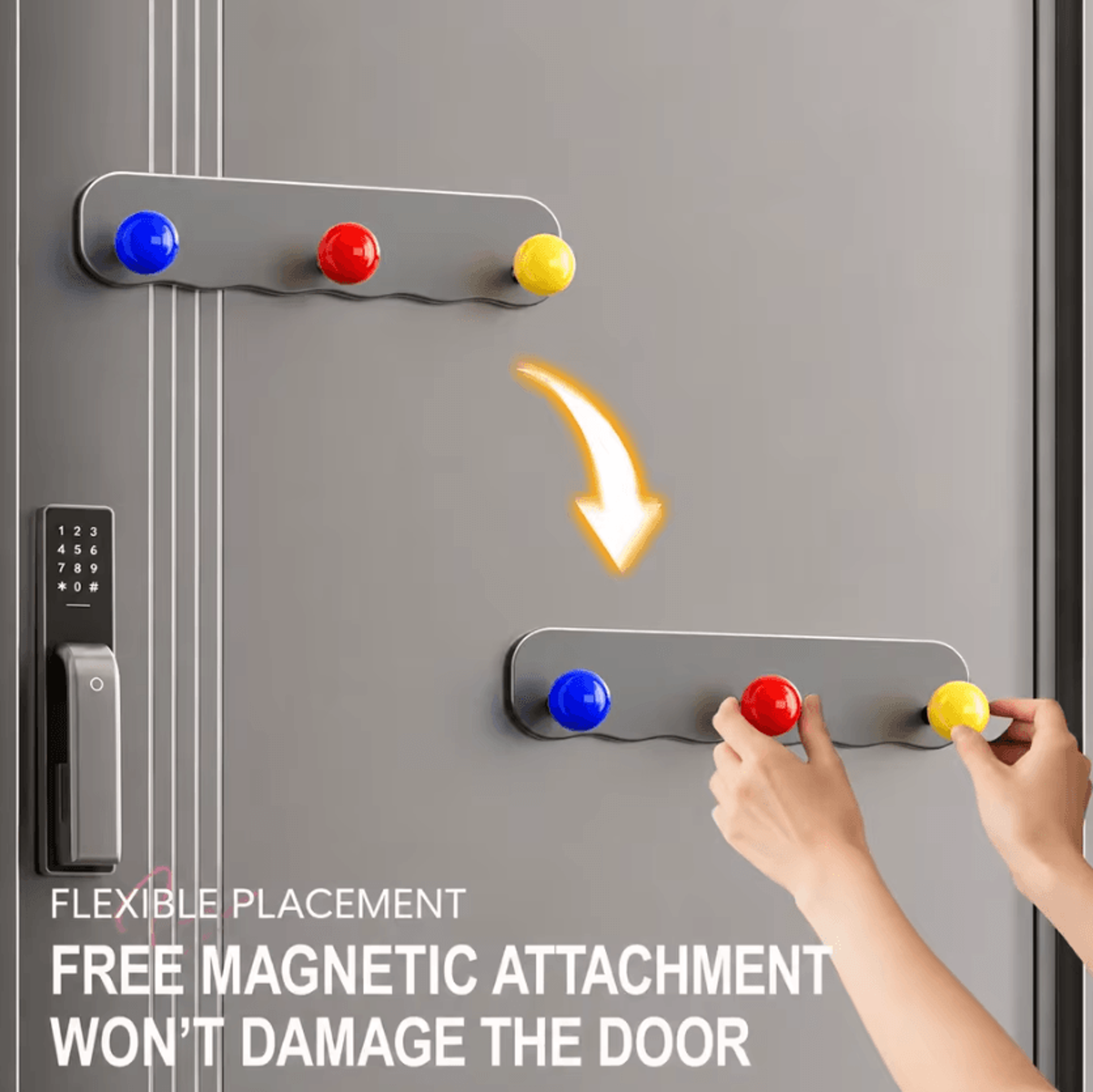 Magnetic Carbon Steel Door Storage Rack With Hooks For Entryway Organization 4