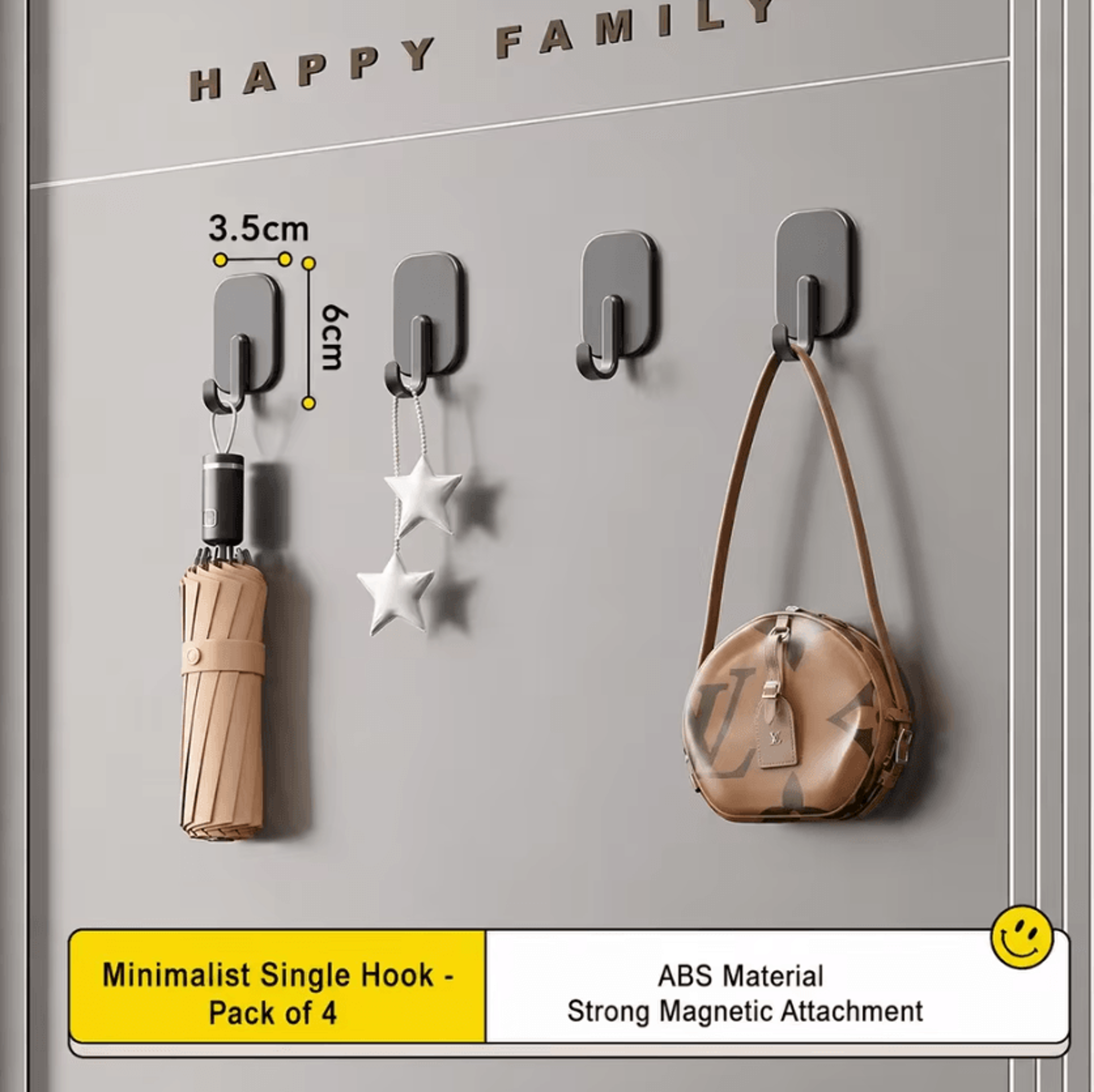 Magnetic Carbon Steel Door Storage Rack With Hooks For Entryway Organization 8
