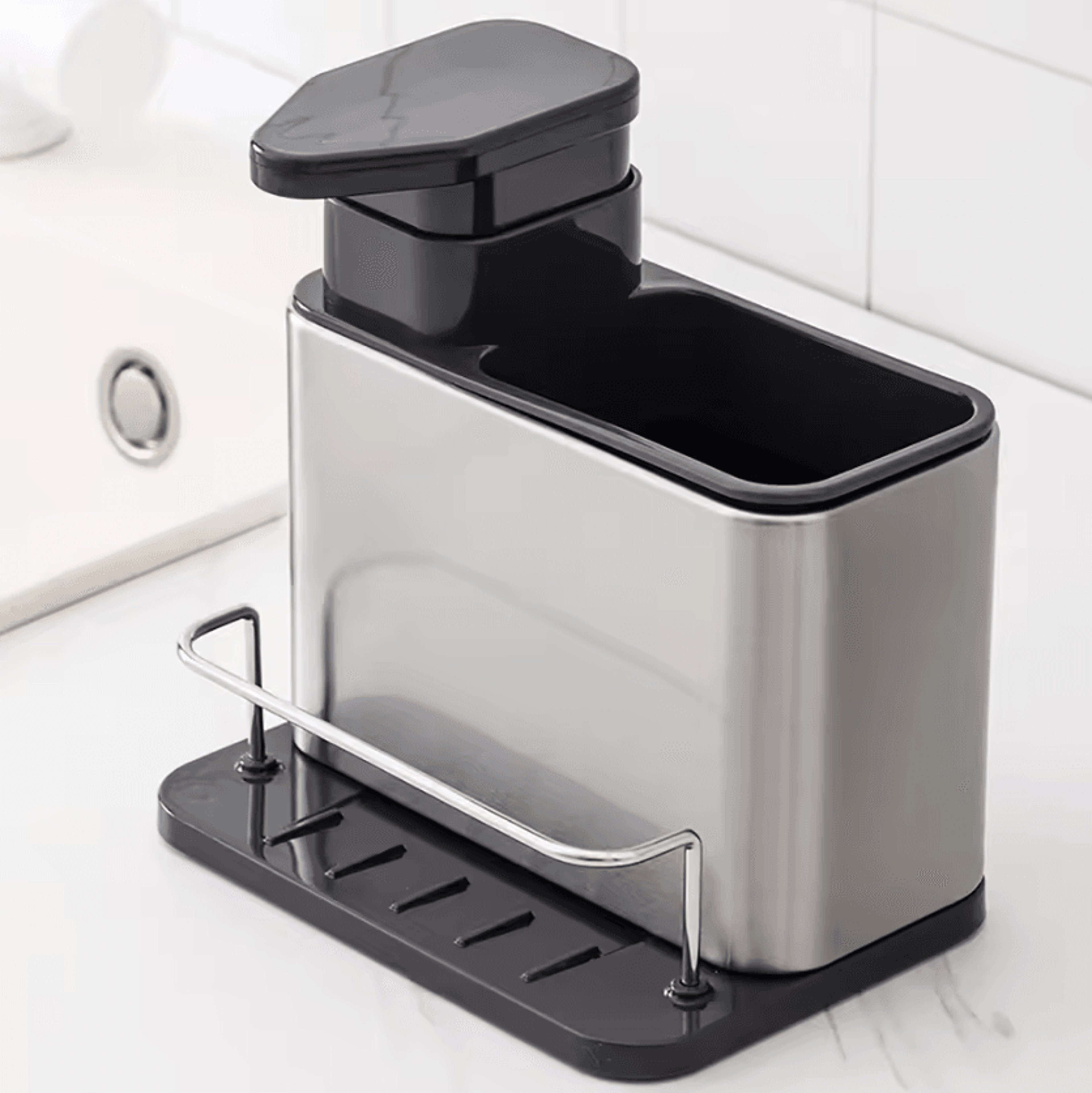 Stainless Steel Kitchen Sink Organizer With Detergent And Sponge Drain Rack 1