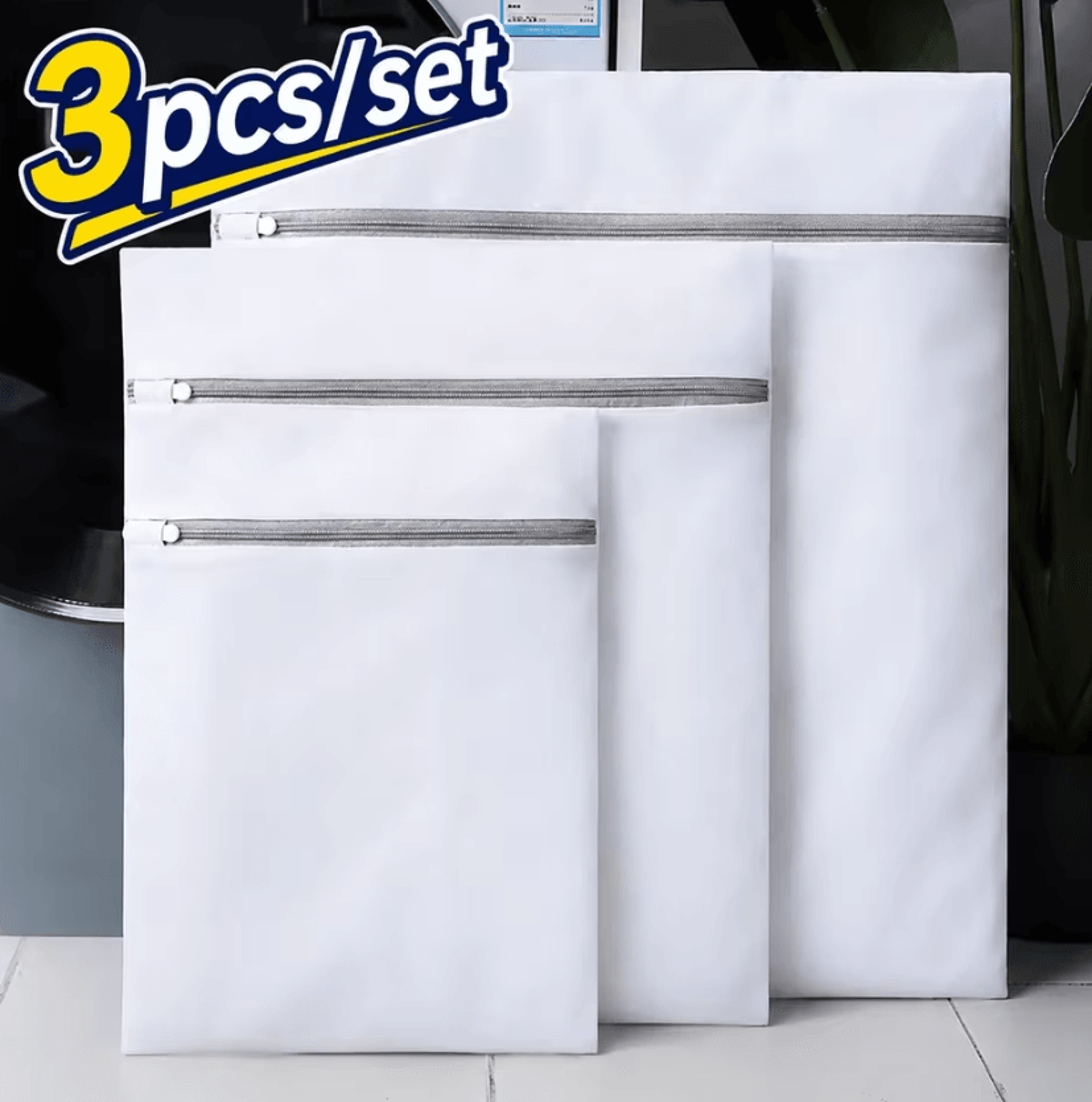 3 Piece Mesh Laundry Washing Bags For Delicate Clothes And Bra Protection 1