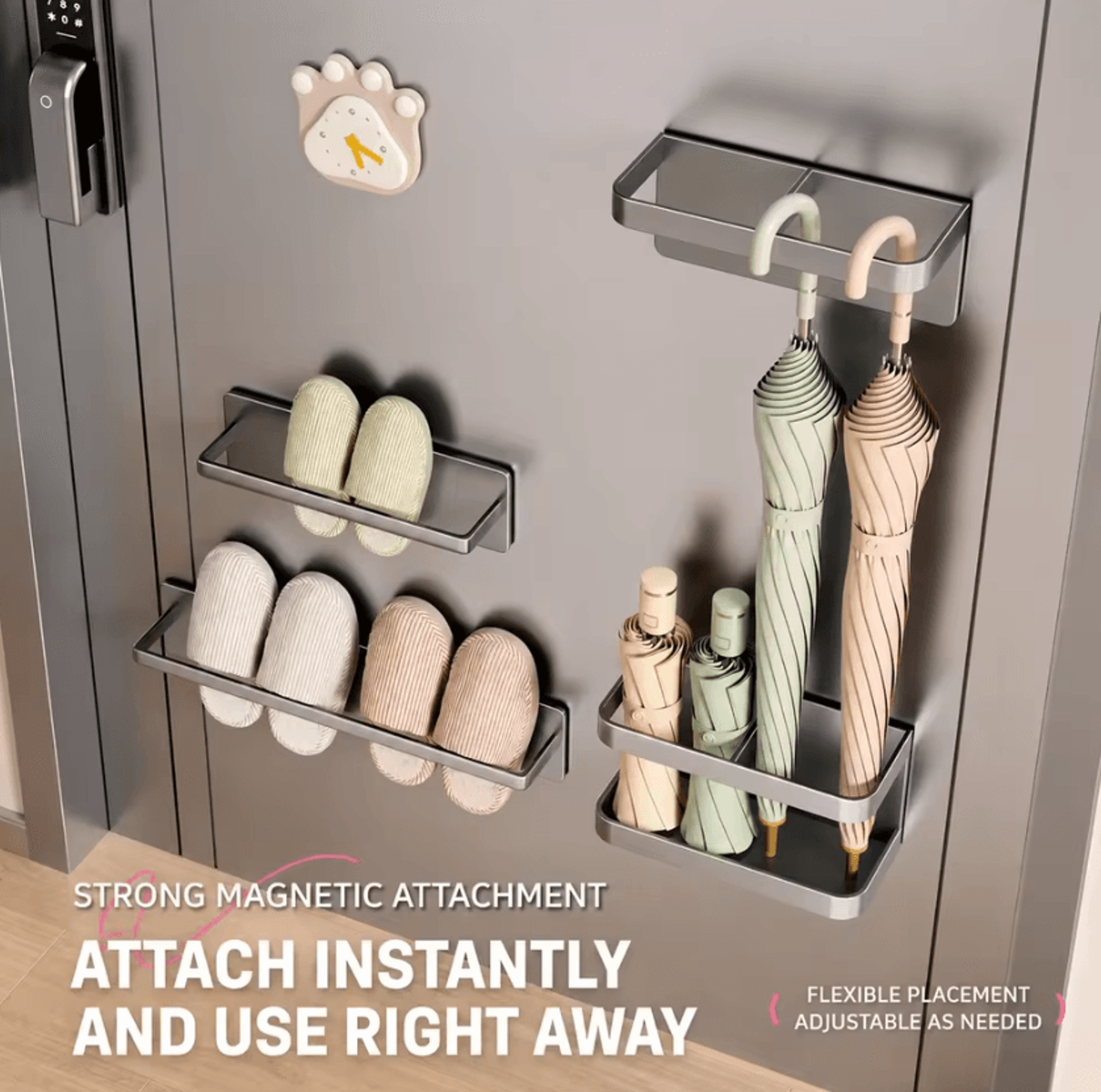 heavy duty magnetic door organizer rack with carbon steel storage hooks