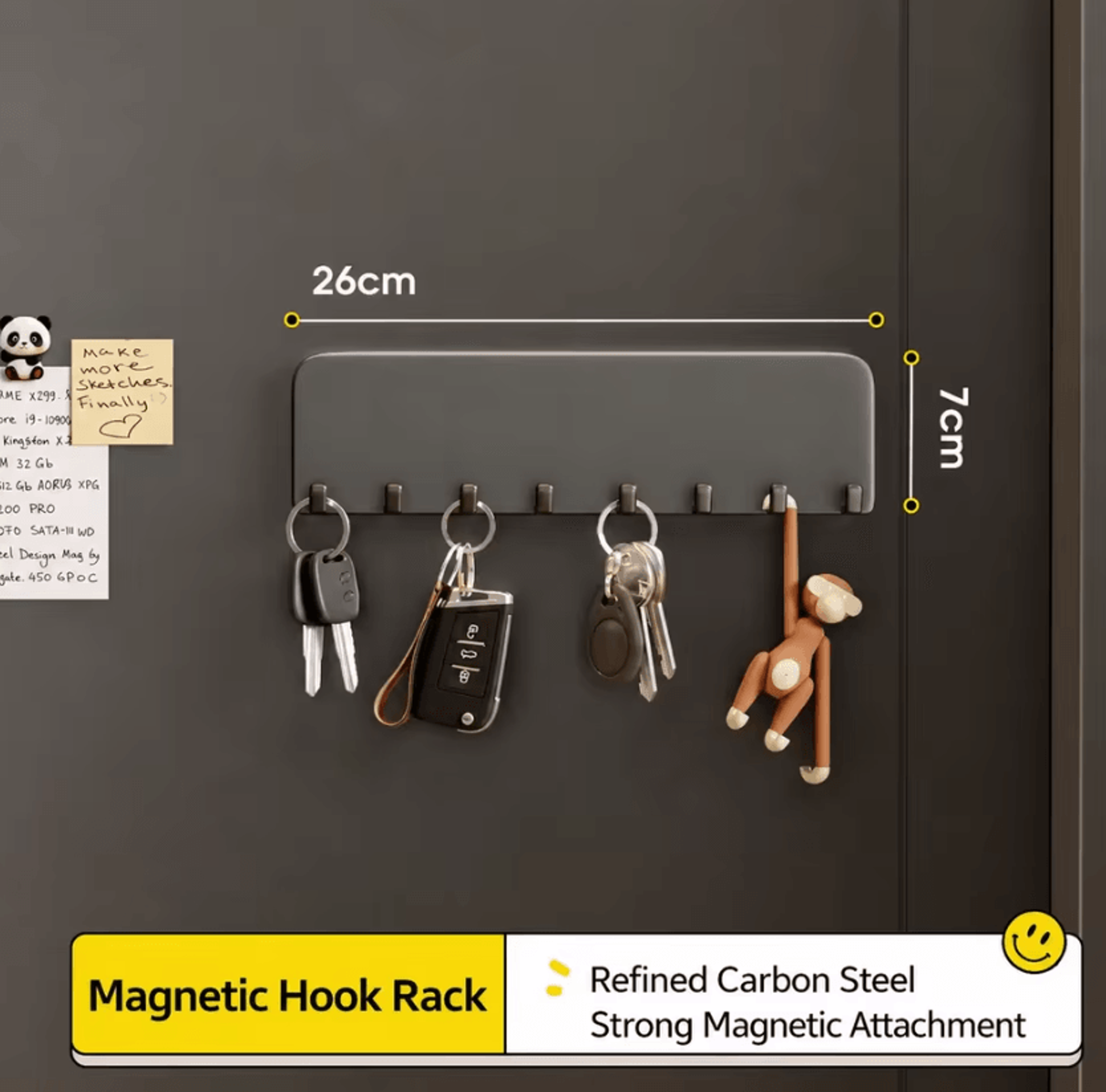 Heavy Duty Magnetic Door Organizer Rack With Carbon Steel Storage Hooks 13