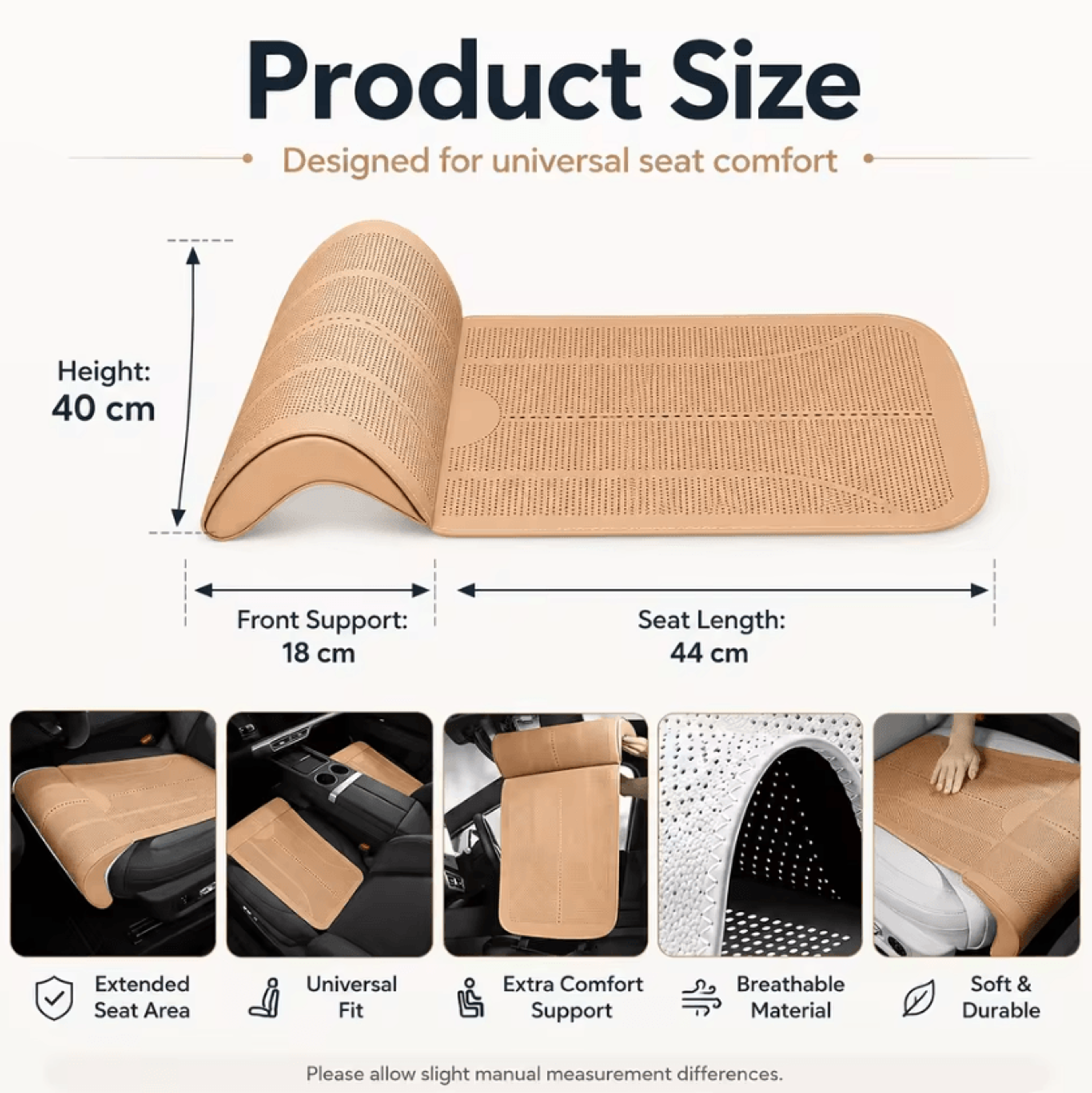 Breathable Car Seat Extender Cushion With Leg Support For Driving Comfort 2