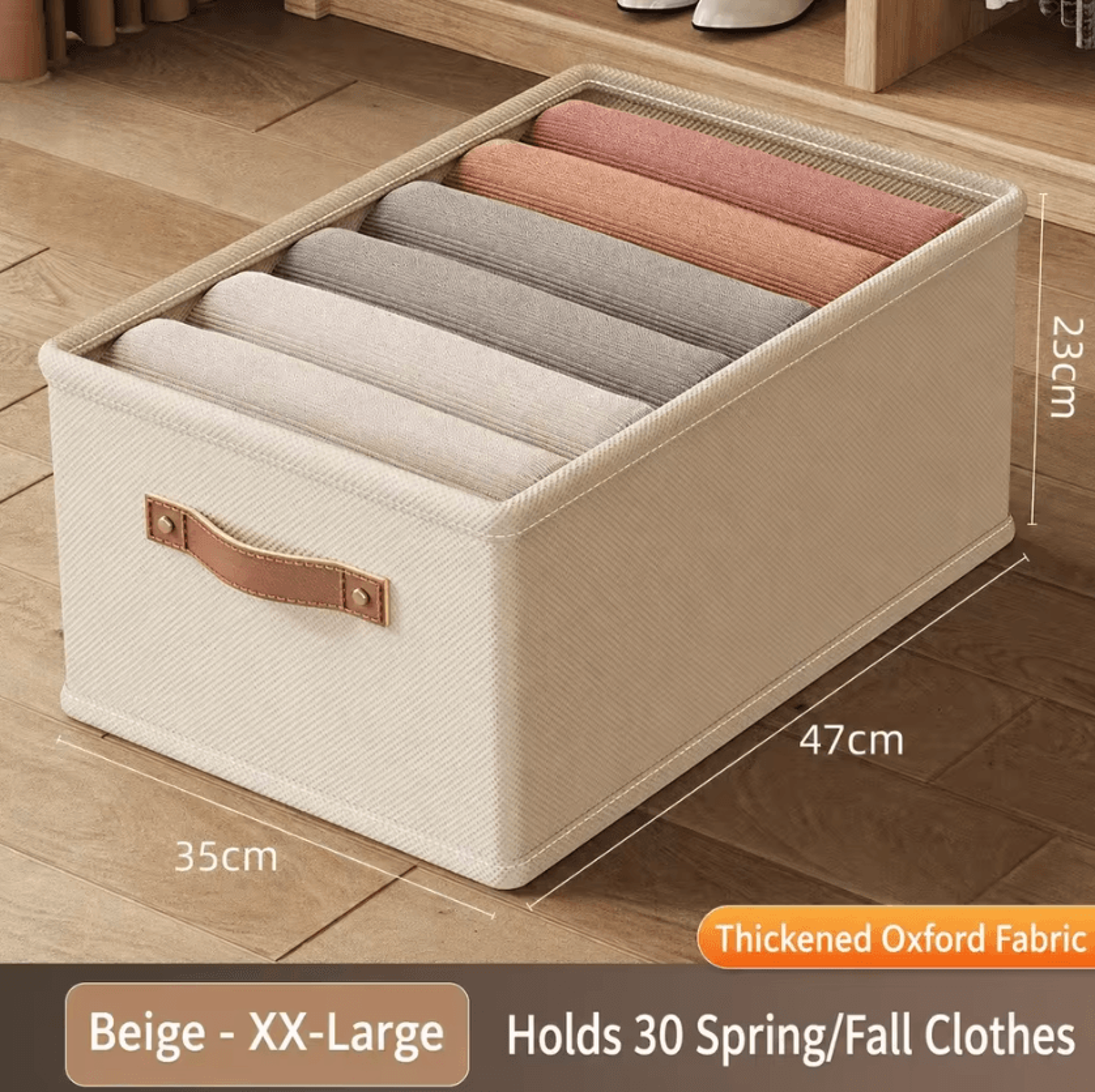 Large Capacity Foldable Oxford Fabric Closet Storage Basket With Handles 7