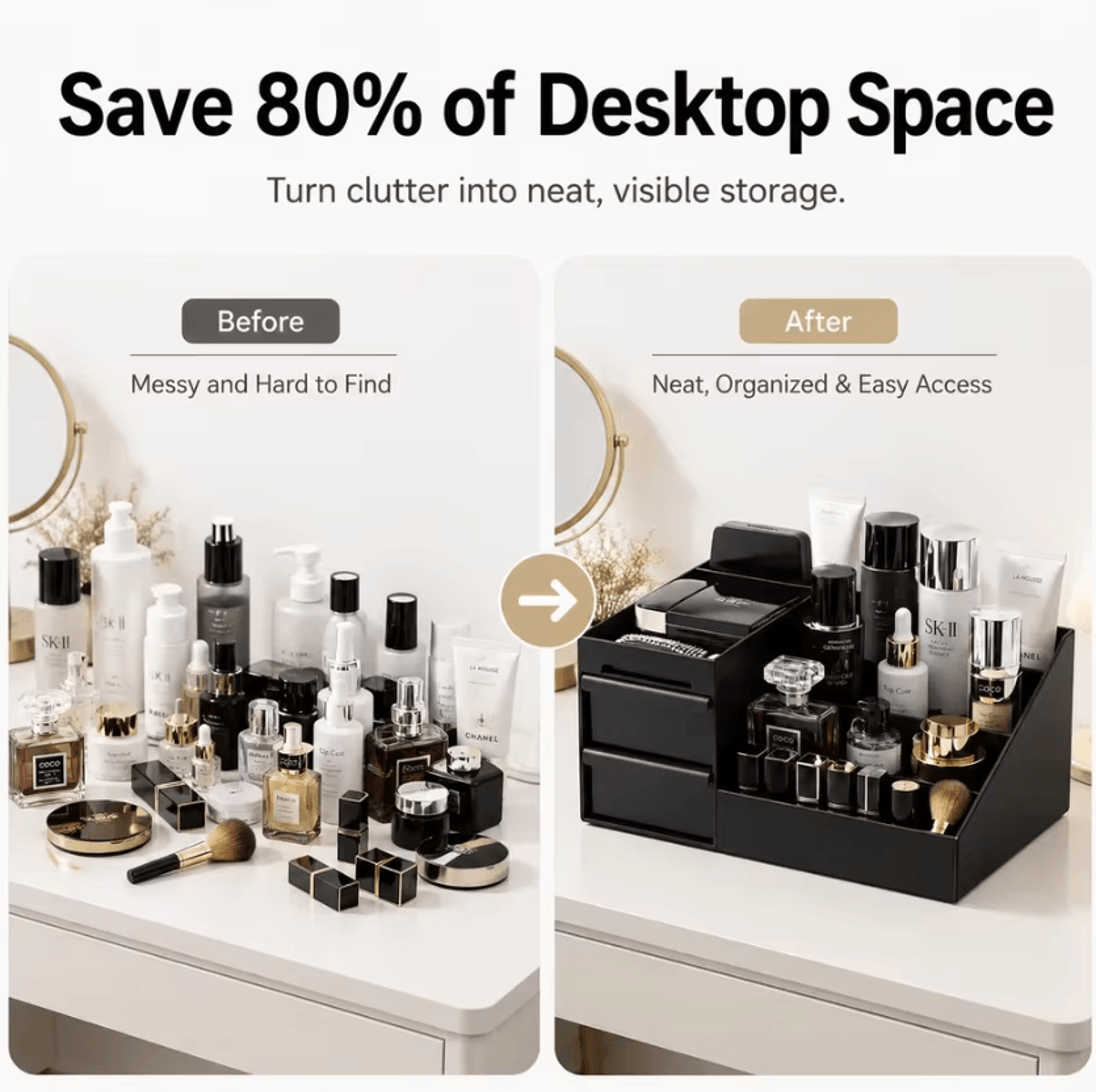 Desktop Makeup Organizer Box With Drawers For Cosmetics And Jewelry Storage 3