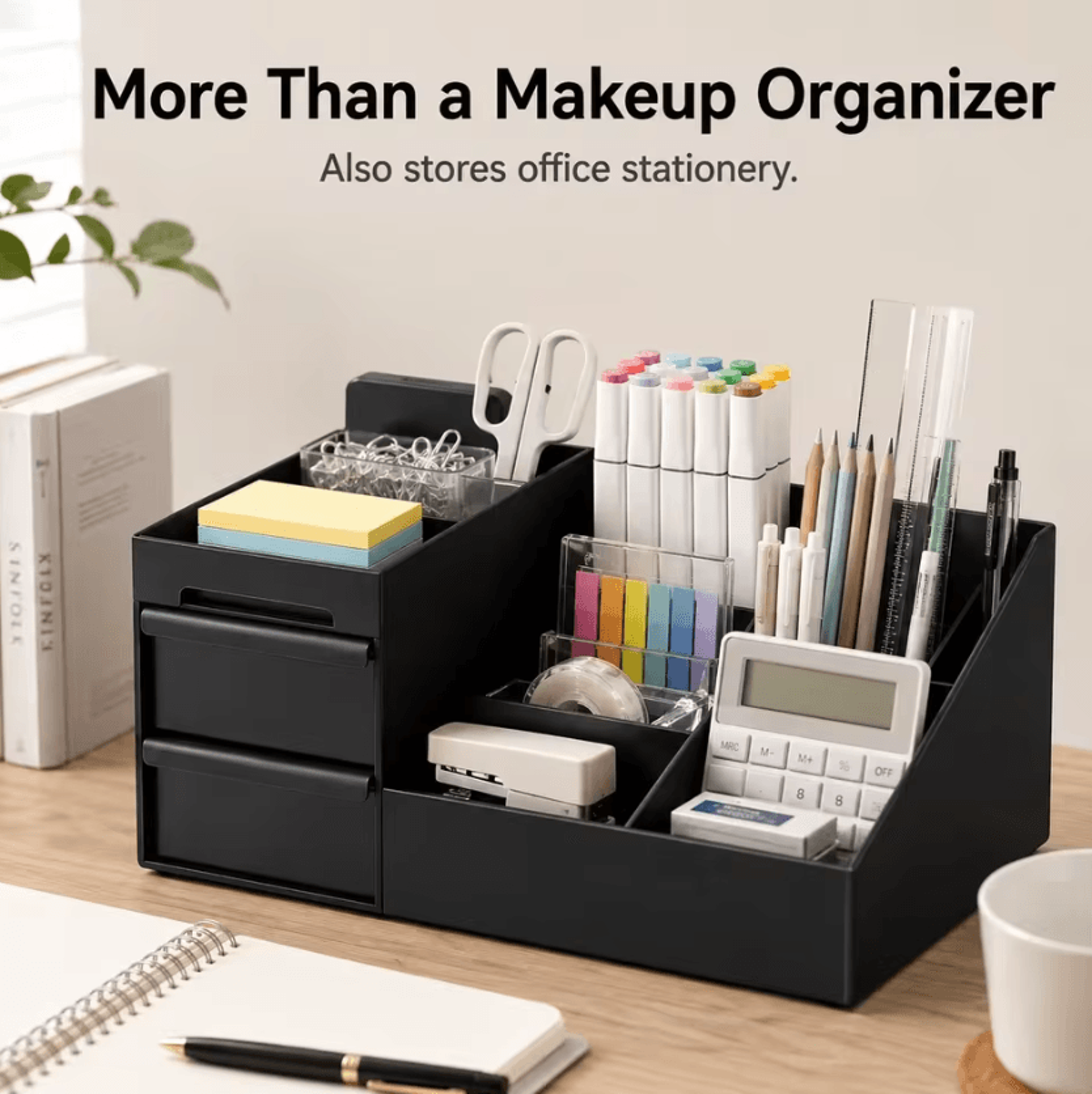 desktop makeup organizer box with drawers for cosmetics and jewelry storage