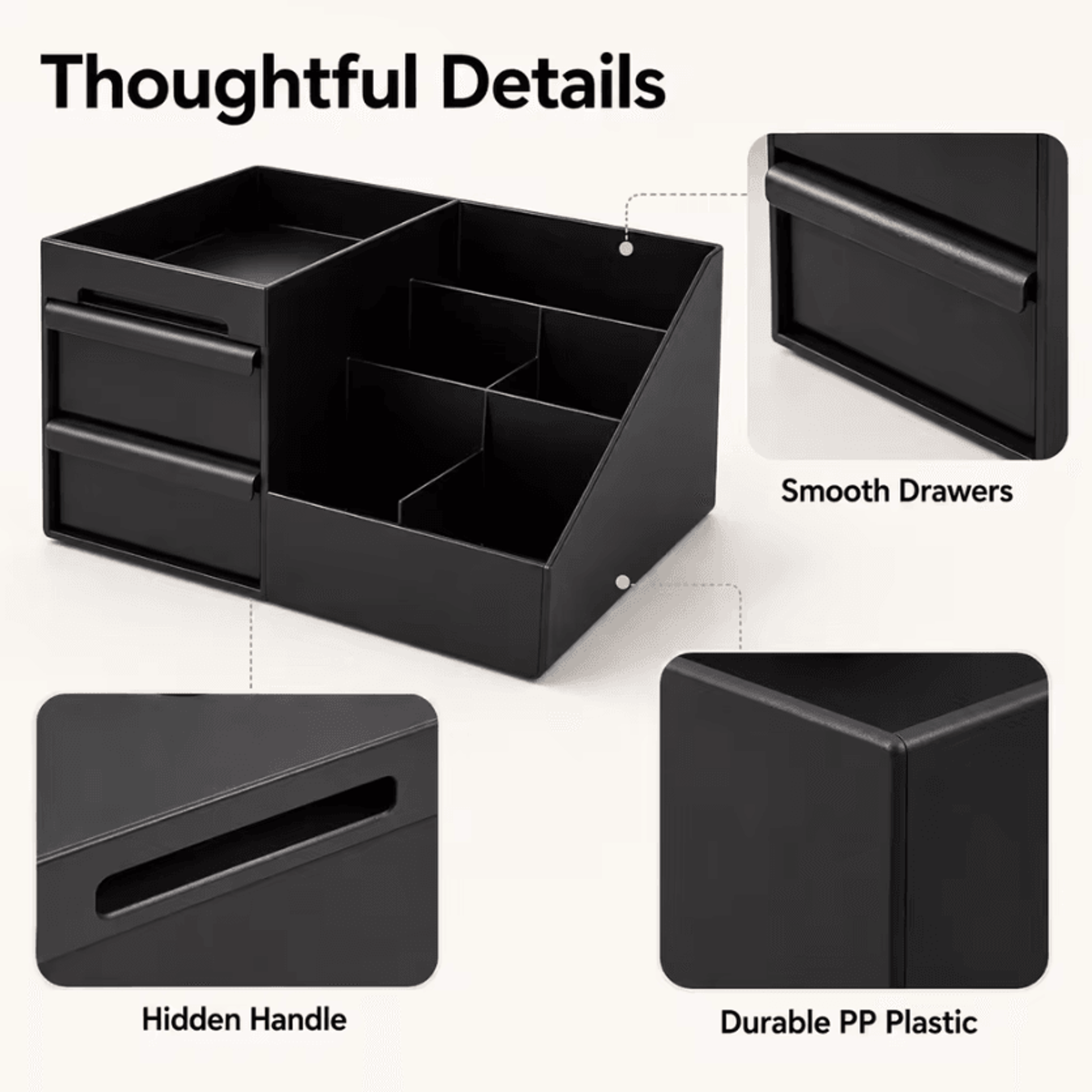 Desktop Makeup Organizer Box With Drawers For Cosmetics And Jewelry Storage 5
