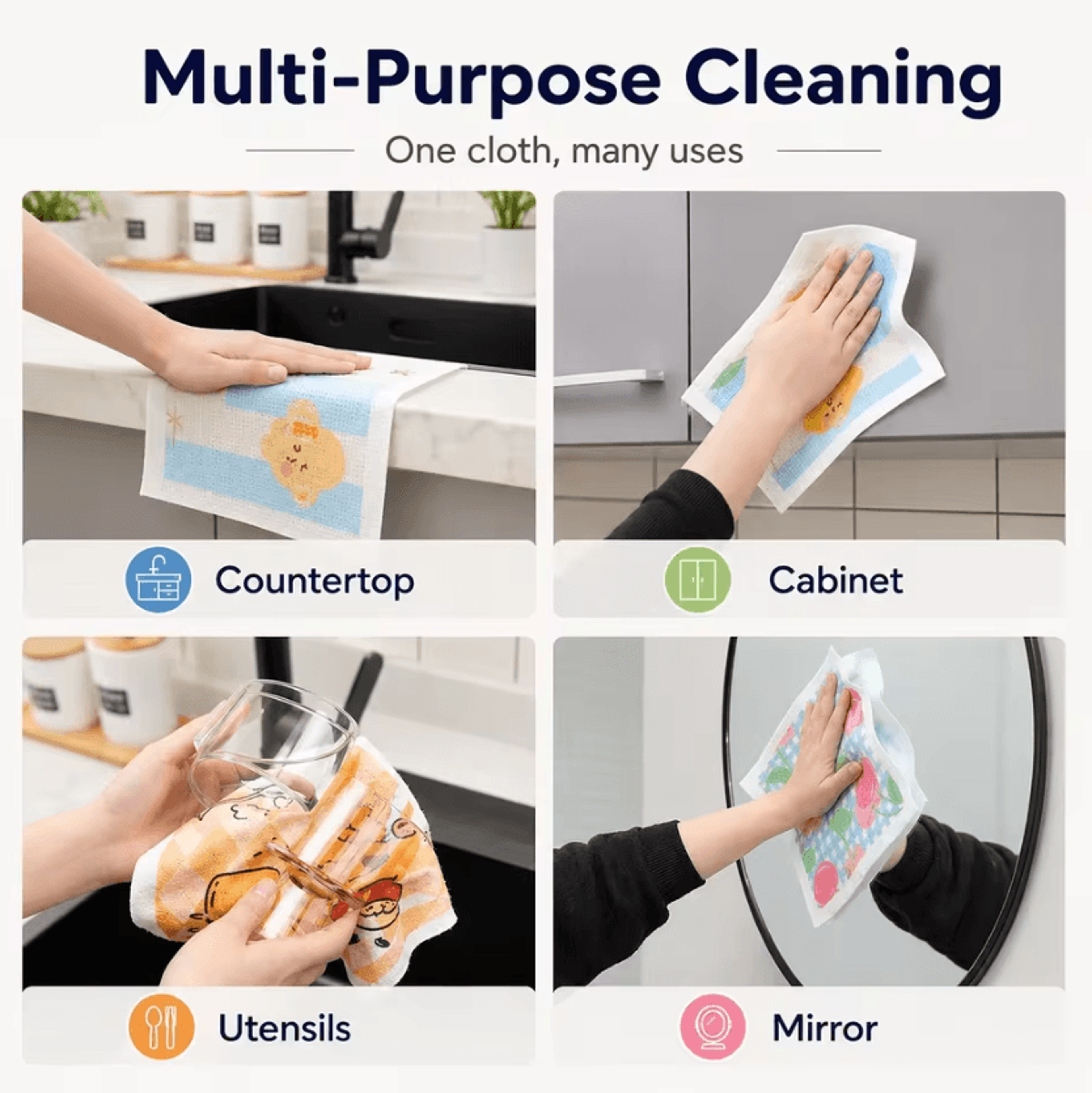 Cartoon Disposable Kitchen Cleaning Cloth Roll With 20 Absorbent Sheets 4