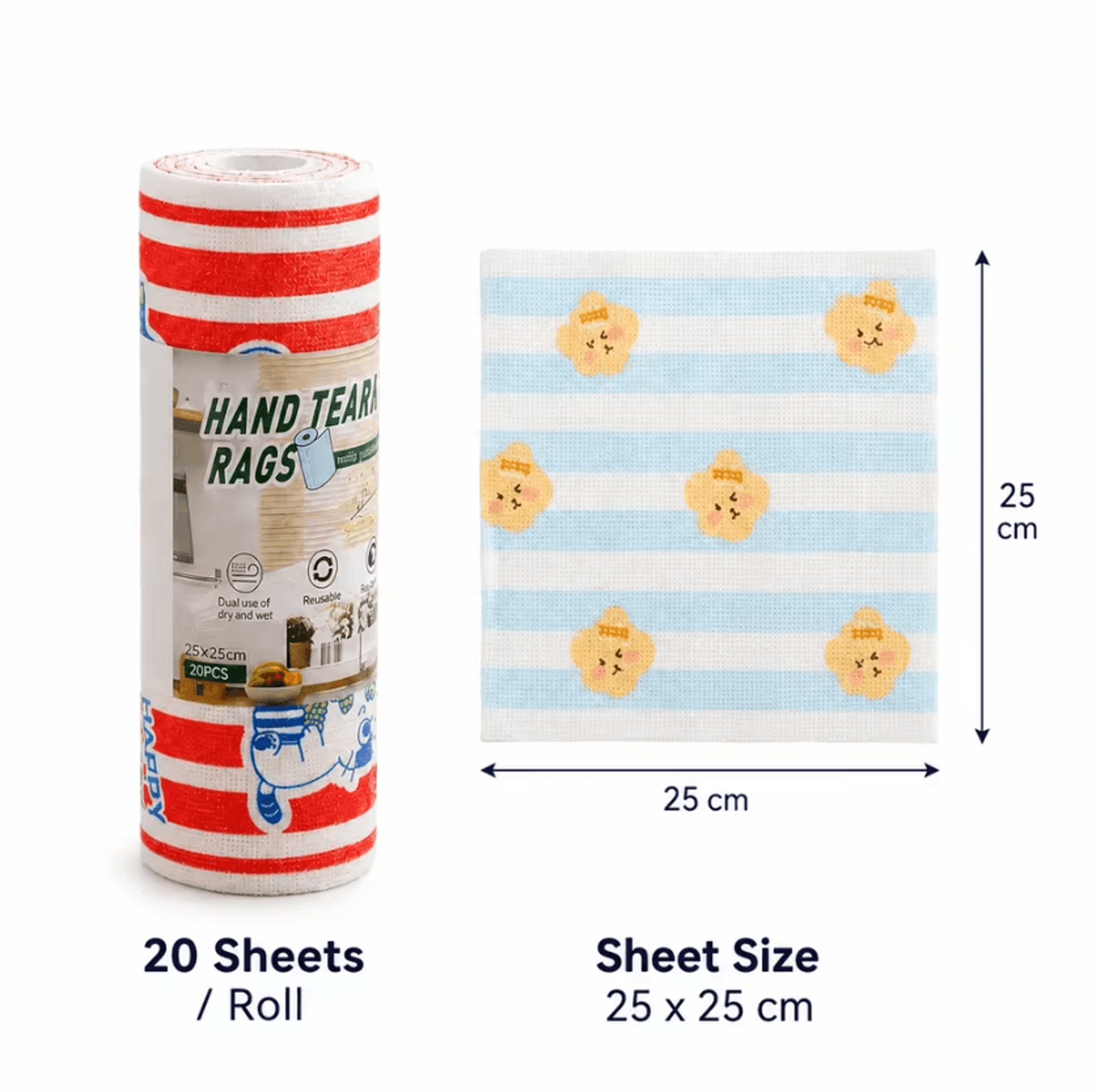 Cartoon Disposable Kitchen Cleaning Cloth Roll With 20 Absorbent Sheets 5