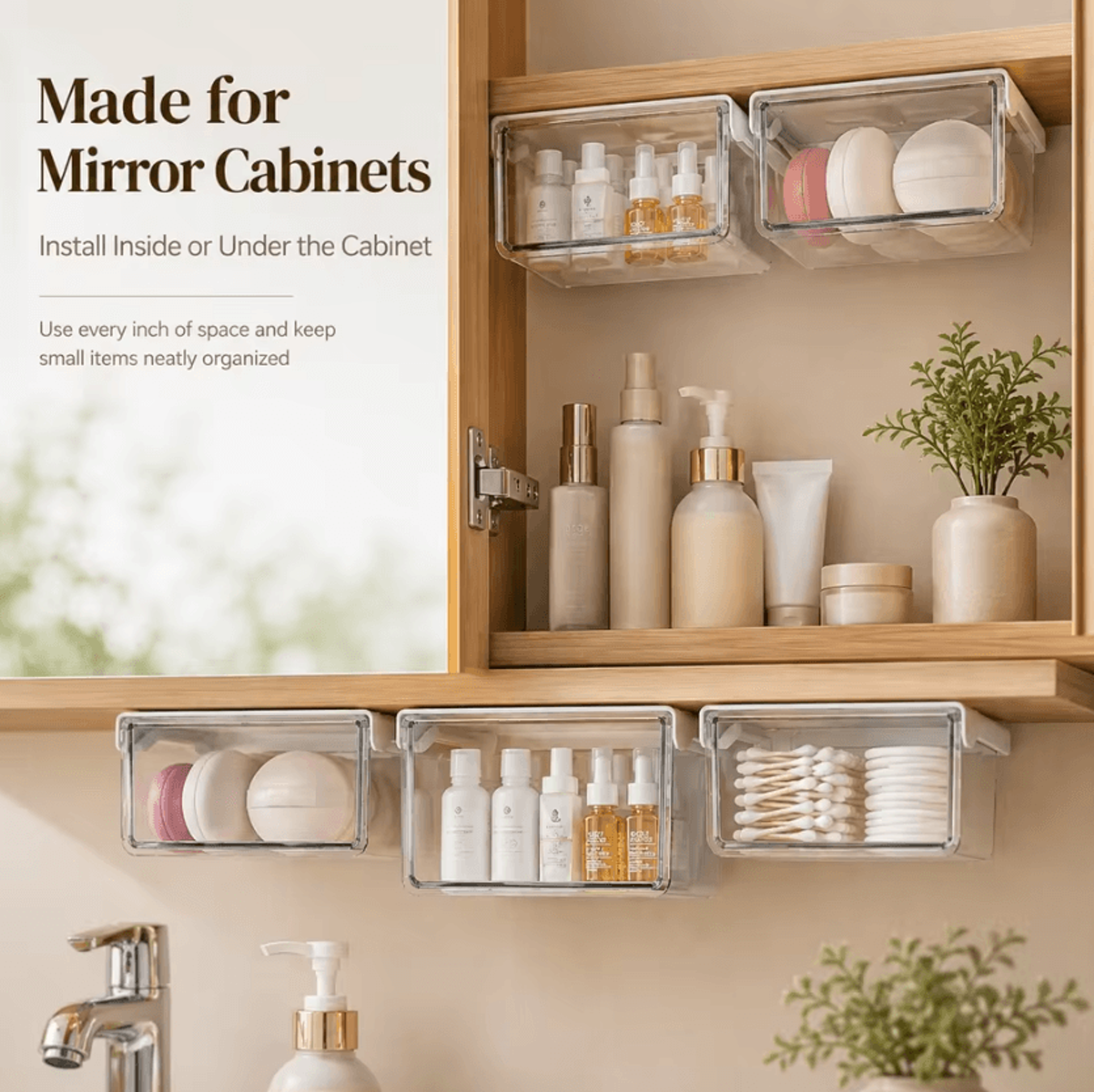 Clear Tilt Out Under Cabinet Drawer Organizer For Bathroom And Kitchen Storage 3