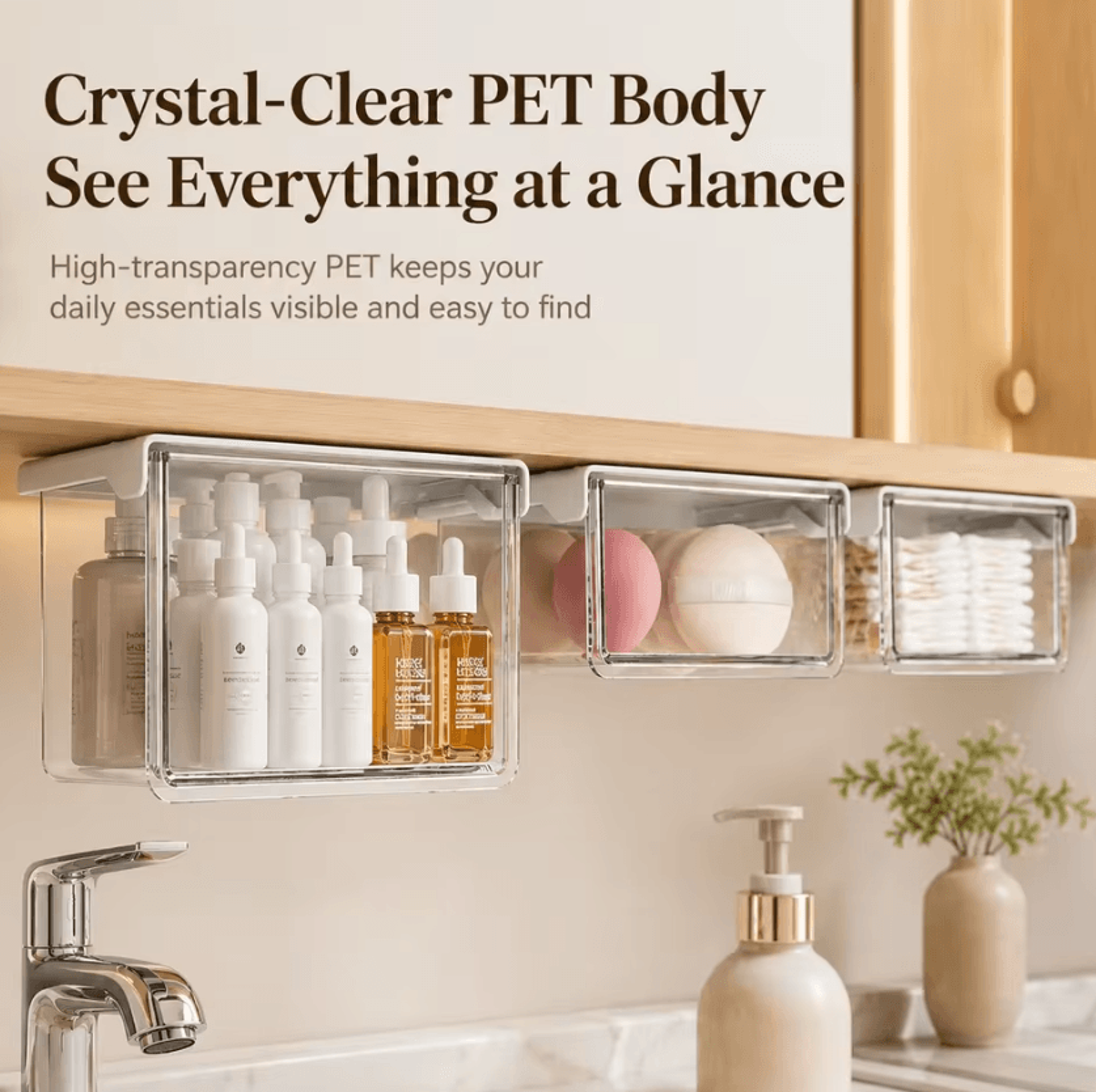 Clear Tilt Out Under Cabinet Drawer Organizer For Bathroom And Kitchen Storage 2