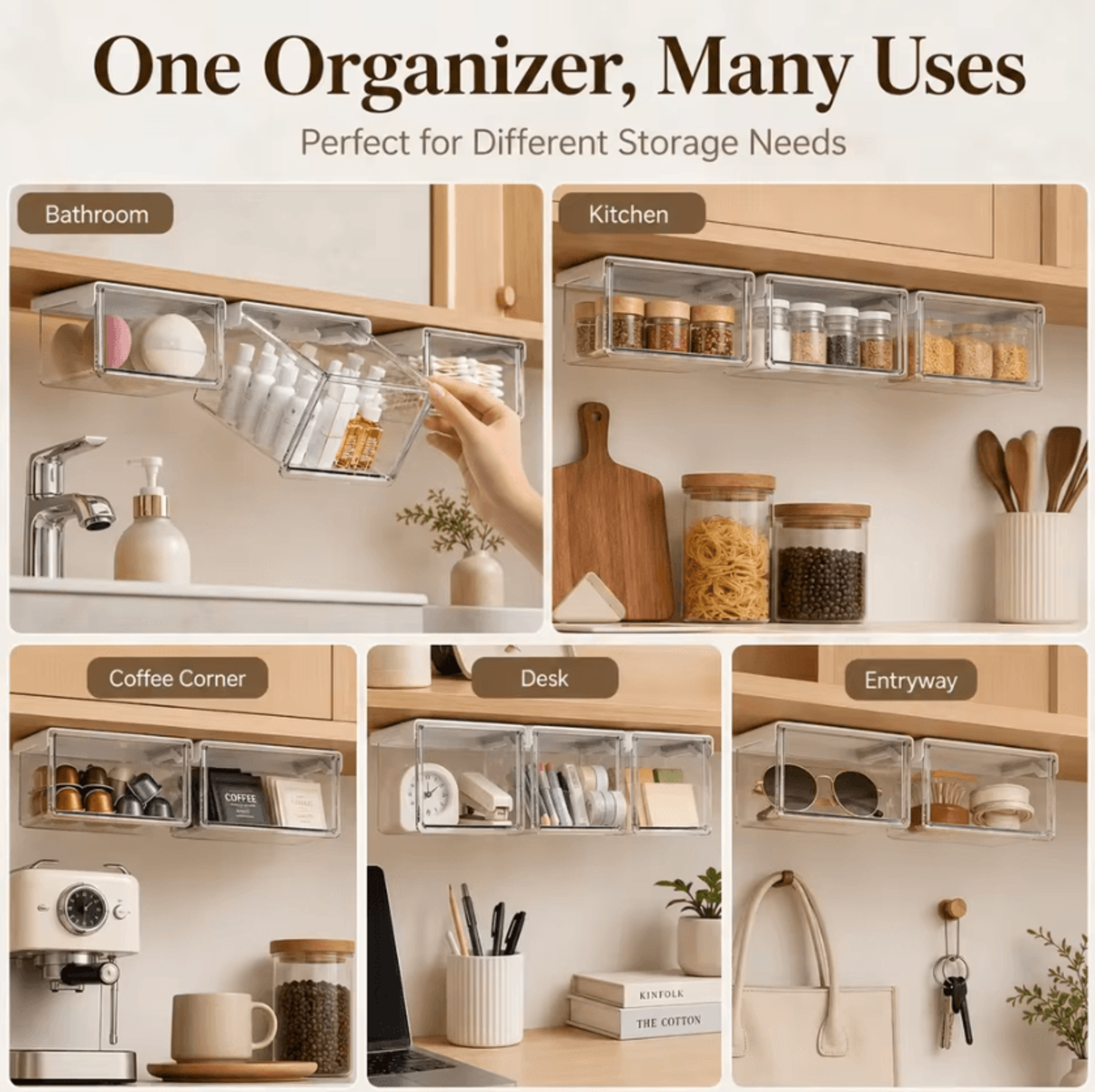 Clear Tilt Out Under Cabinet Drawer Organizer For Bathroom And Kitchen Storage 5