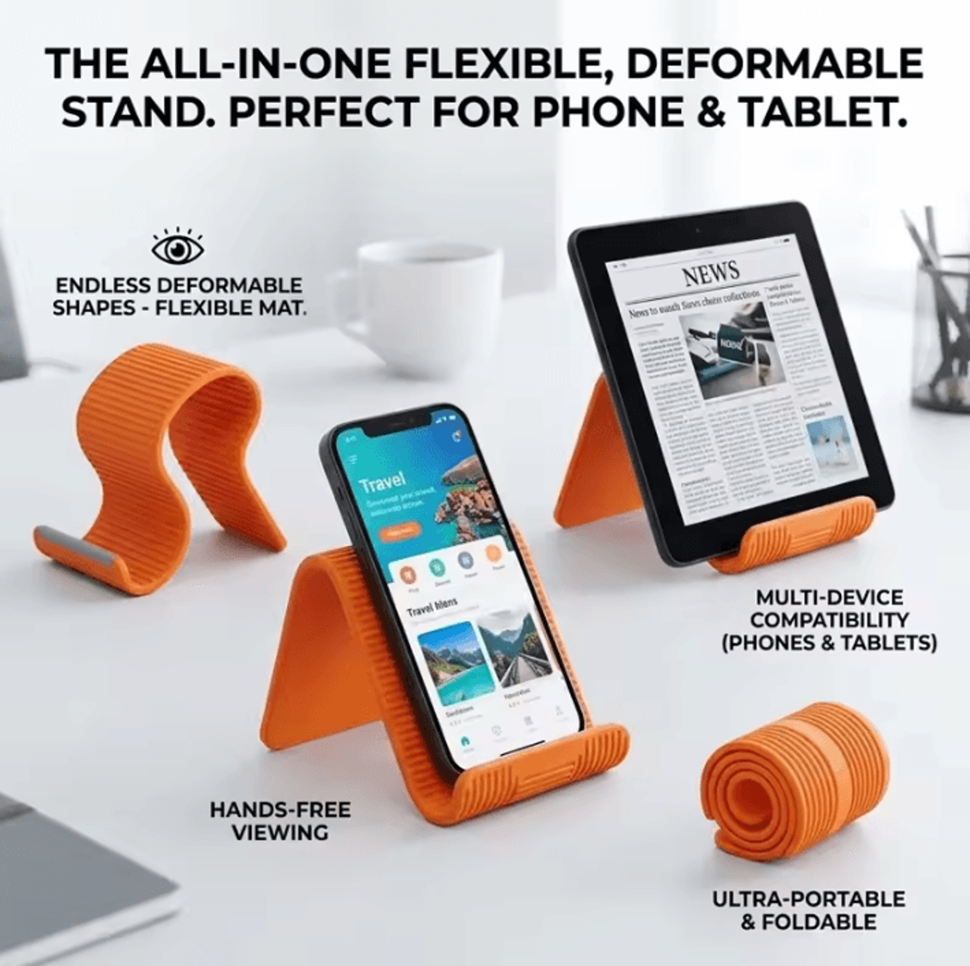 foldable silicone phone tablet and laptop stand with adjustable viewing angles
