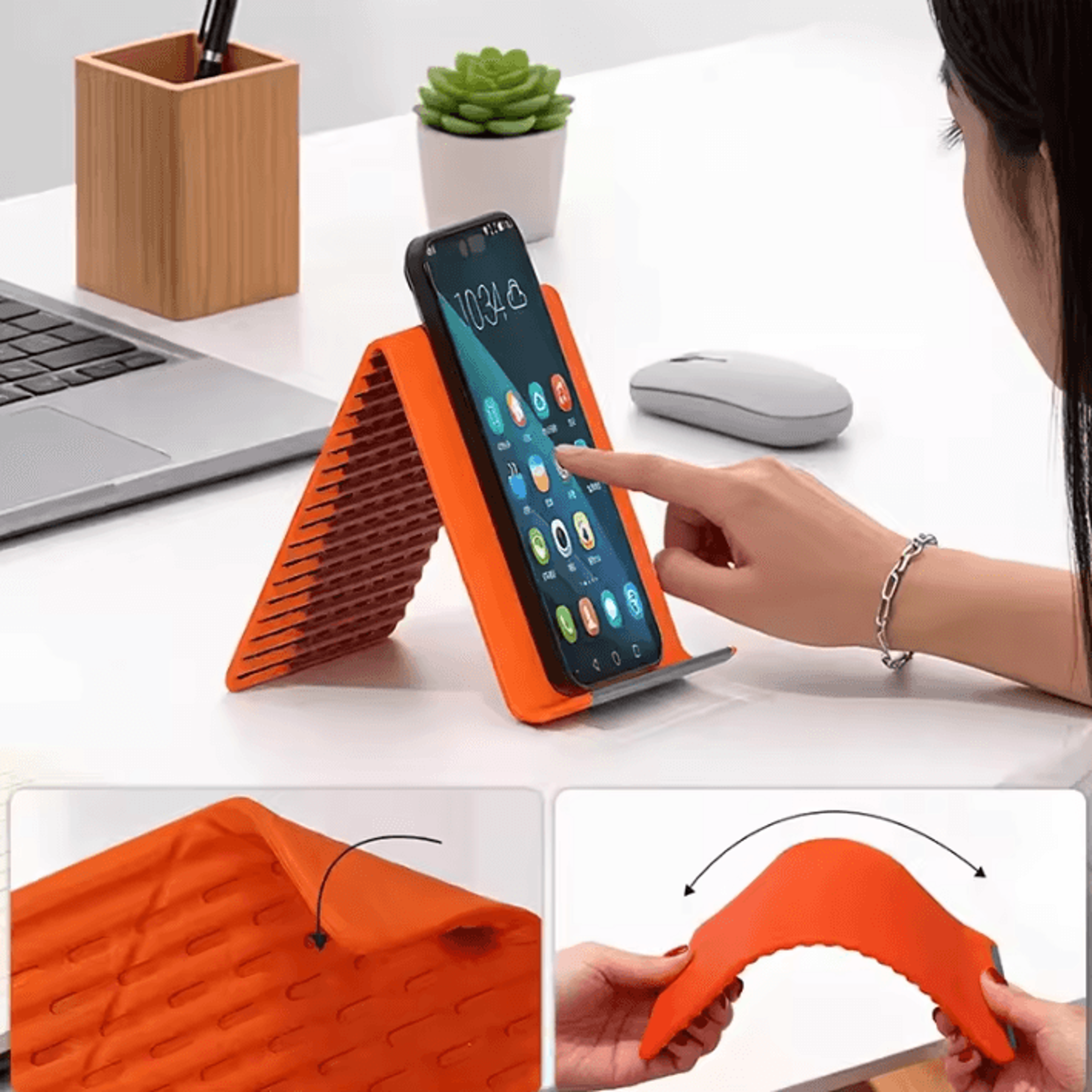 Foldable Silicone Phone Tablet And Laptop Stand With Adjustable Viewing Angles 3