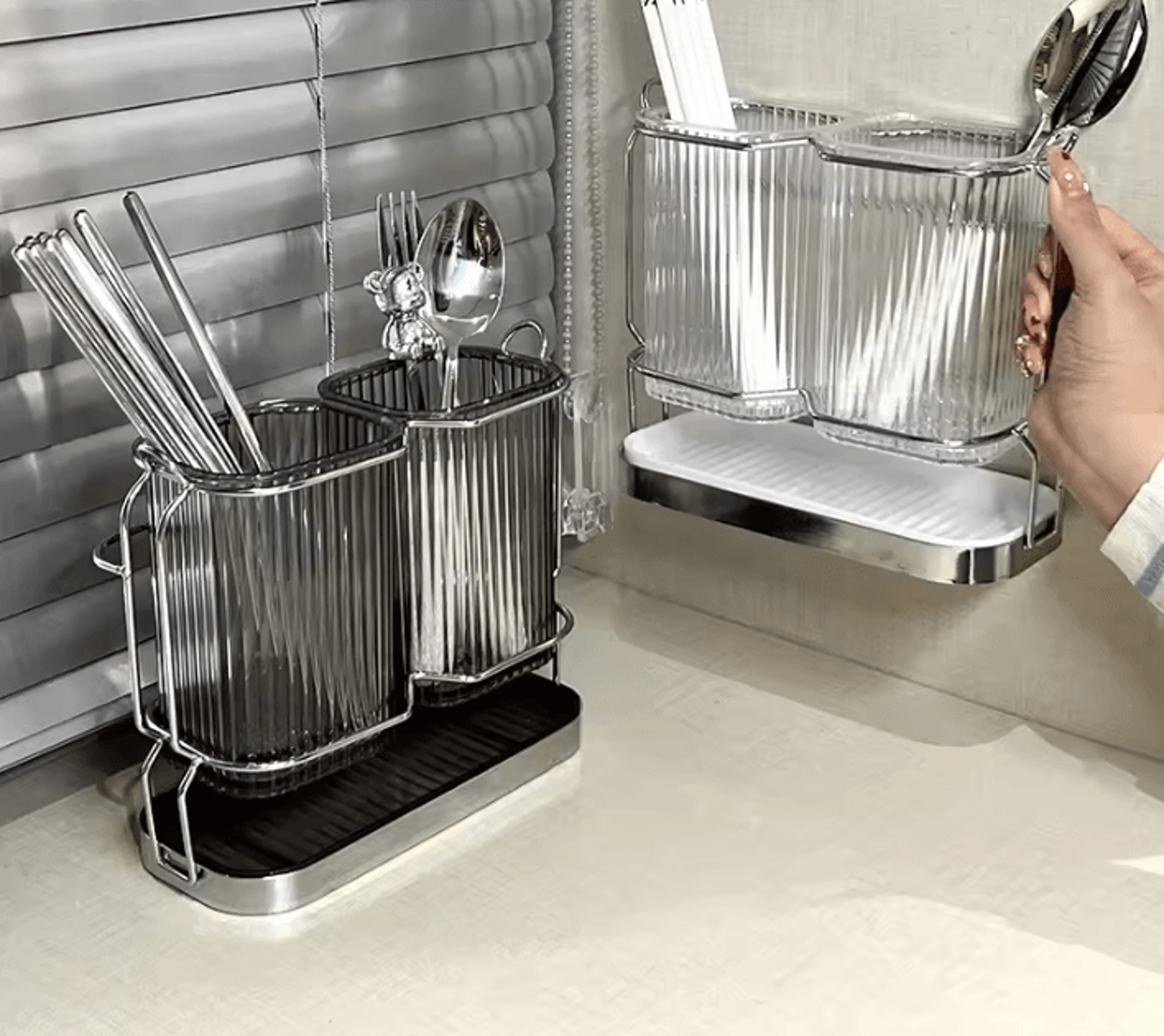 Nordic Style Cutlery Drain Rack For Elegant Kitchen Countertop Organization 1