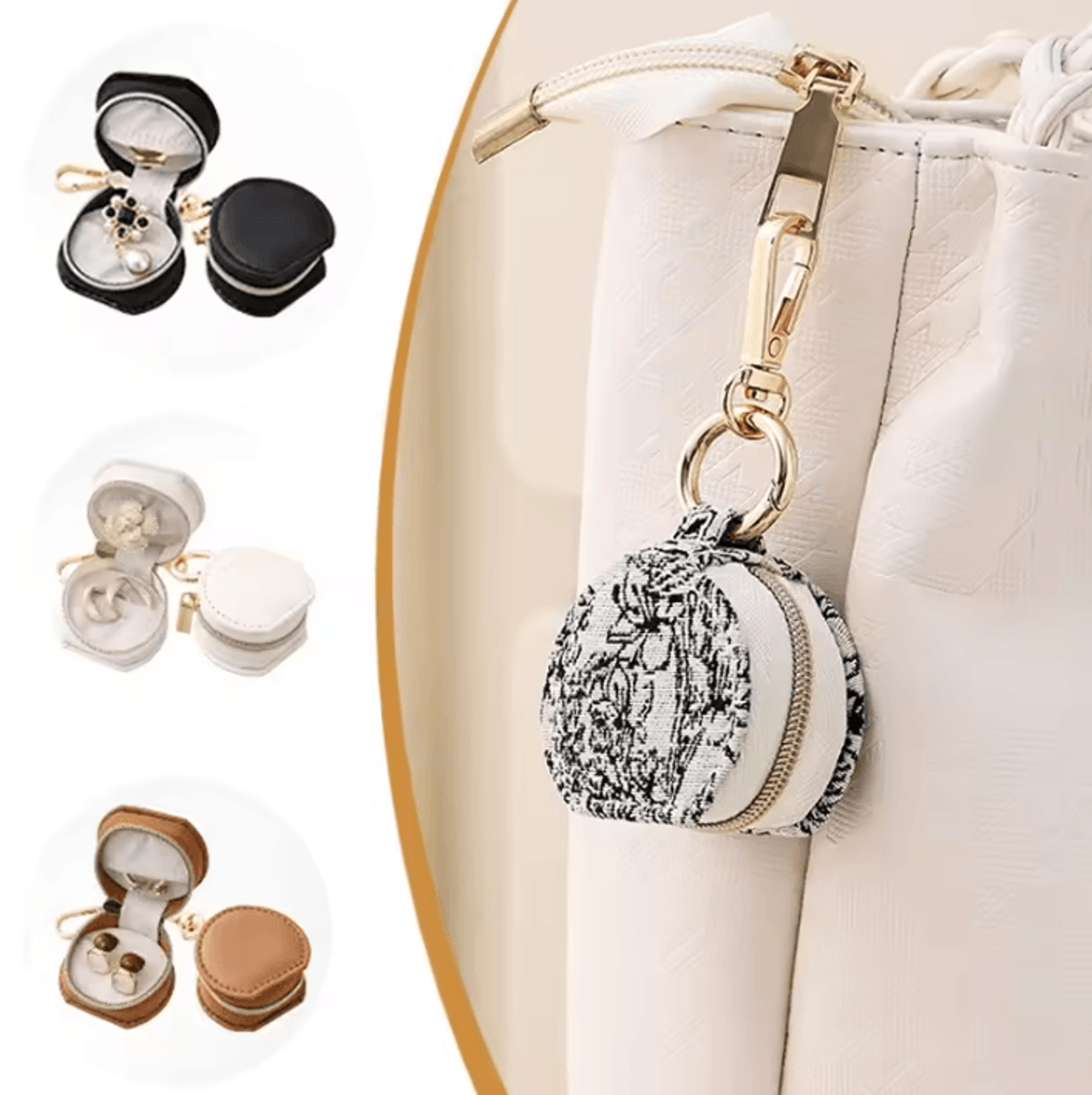 Portable Mini Jewelry Storage Box With Zipper And Hanging Strap For Travel 1
