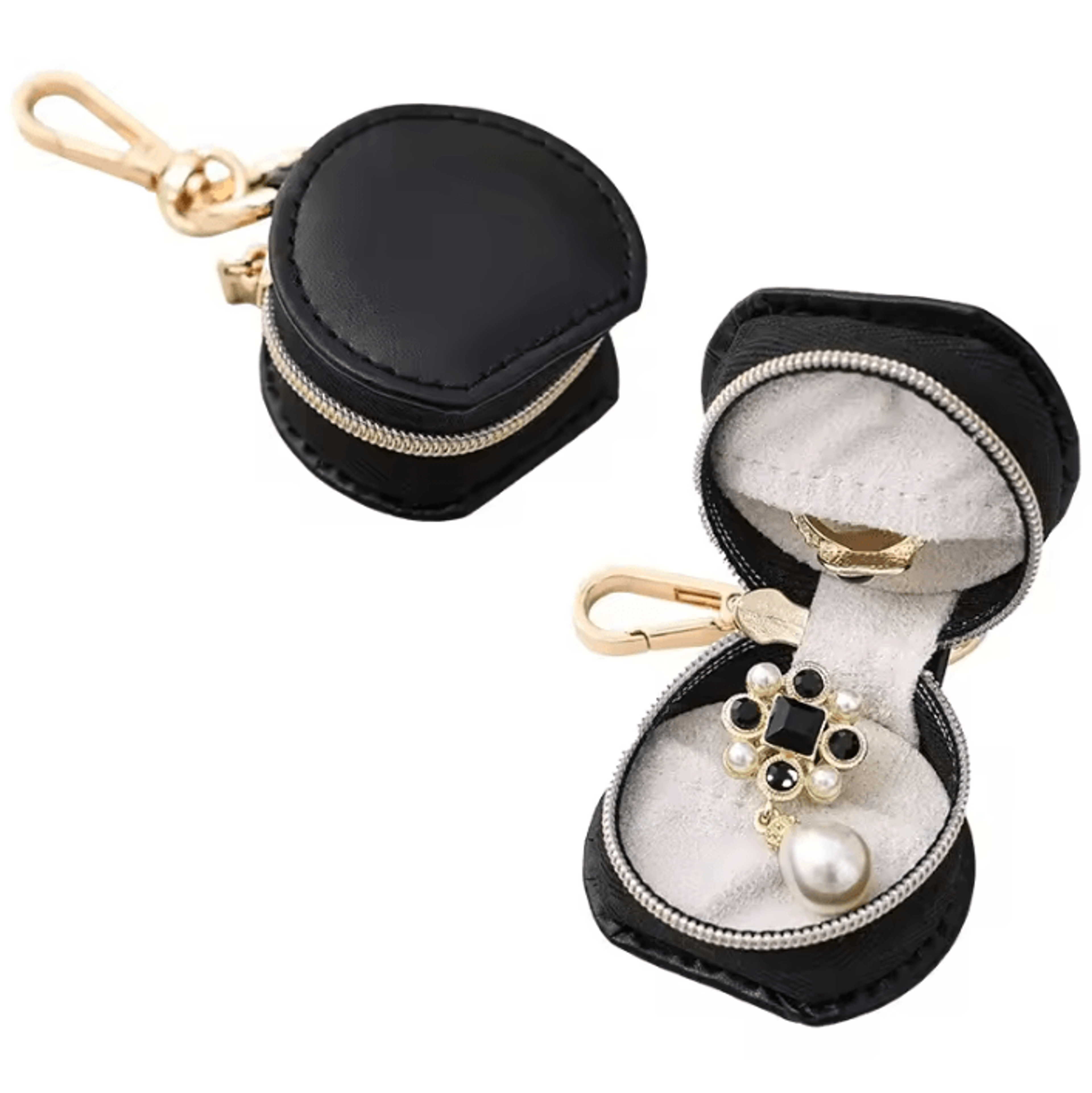 Portable Mini Jewelry Storage Box With Zipper And Hanging Strap For Travel 6