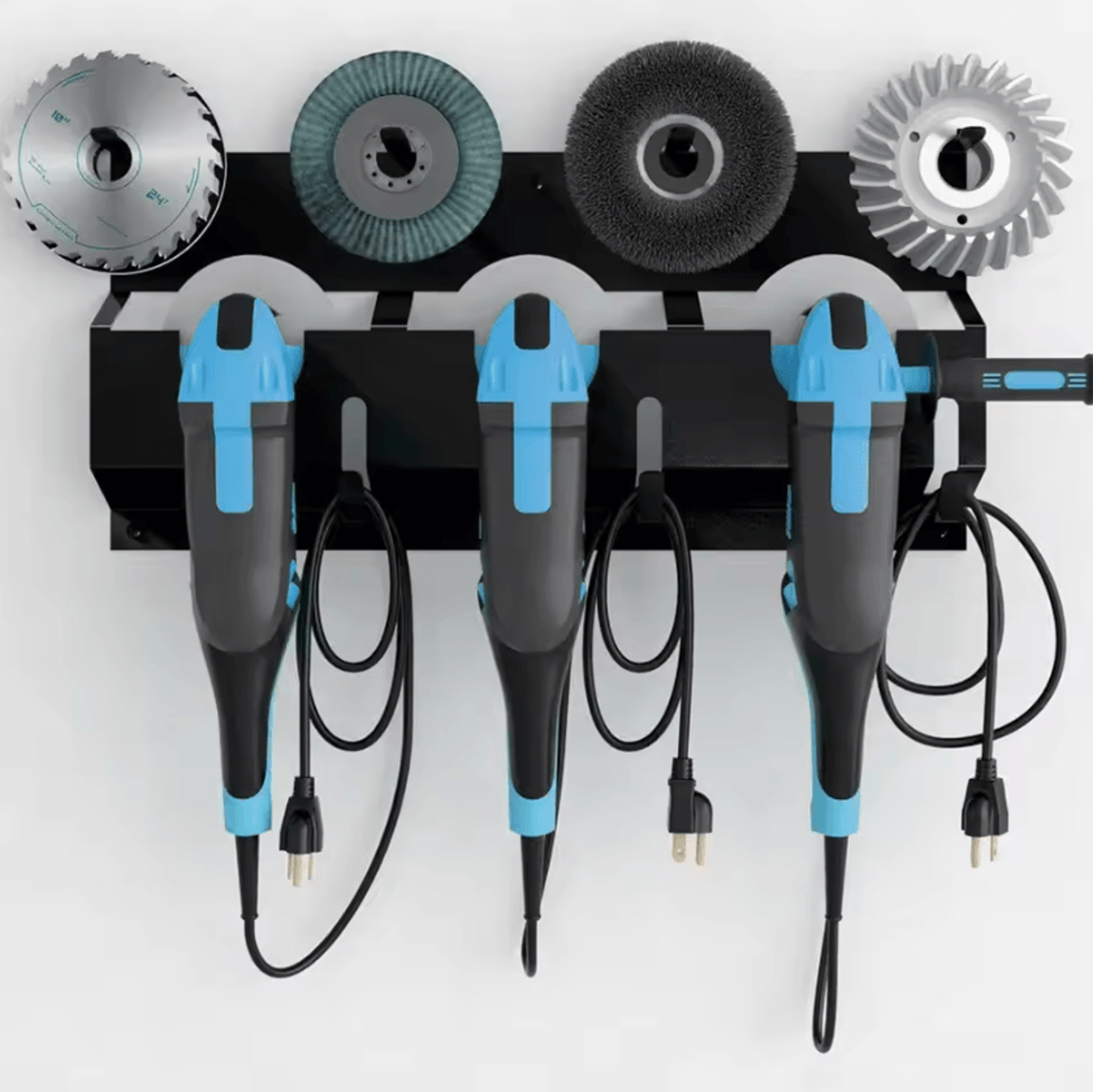 heavy duty metal angle grinder wall mount storage rack with cord hanger