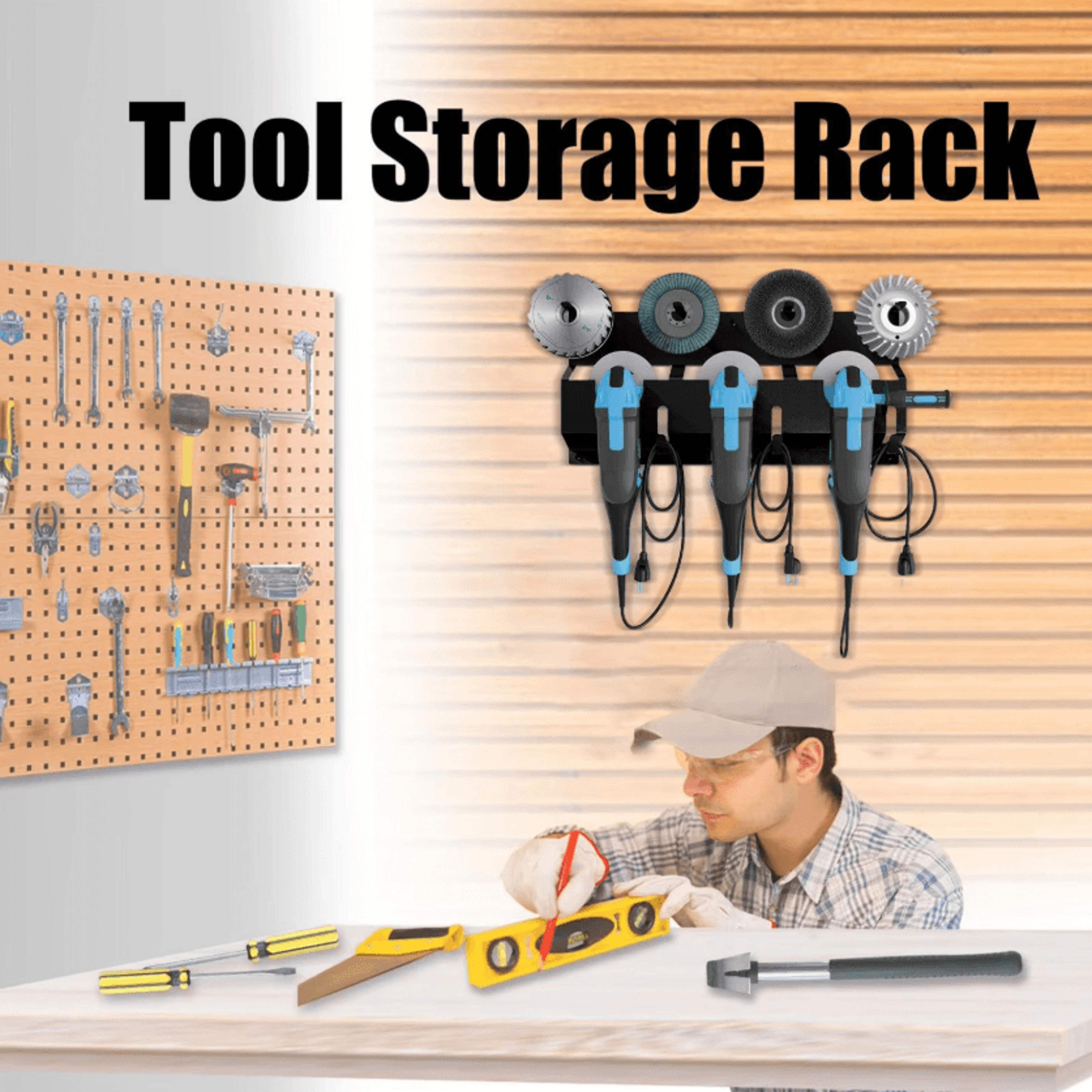 Heavy Duty Metal Angle Grinder Wall Mount Storage Rack With Cord Hanger 5