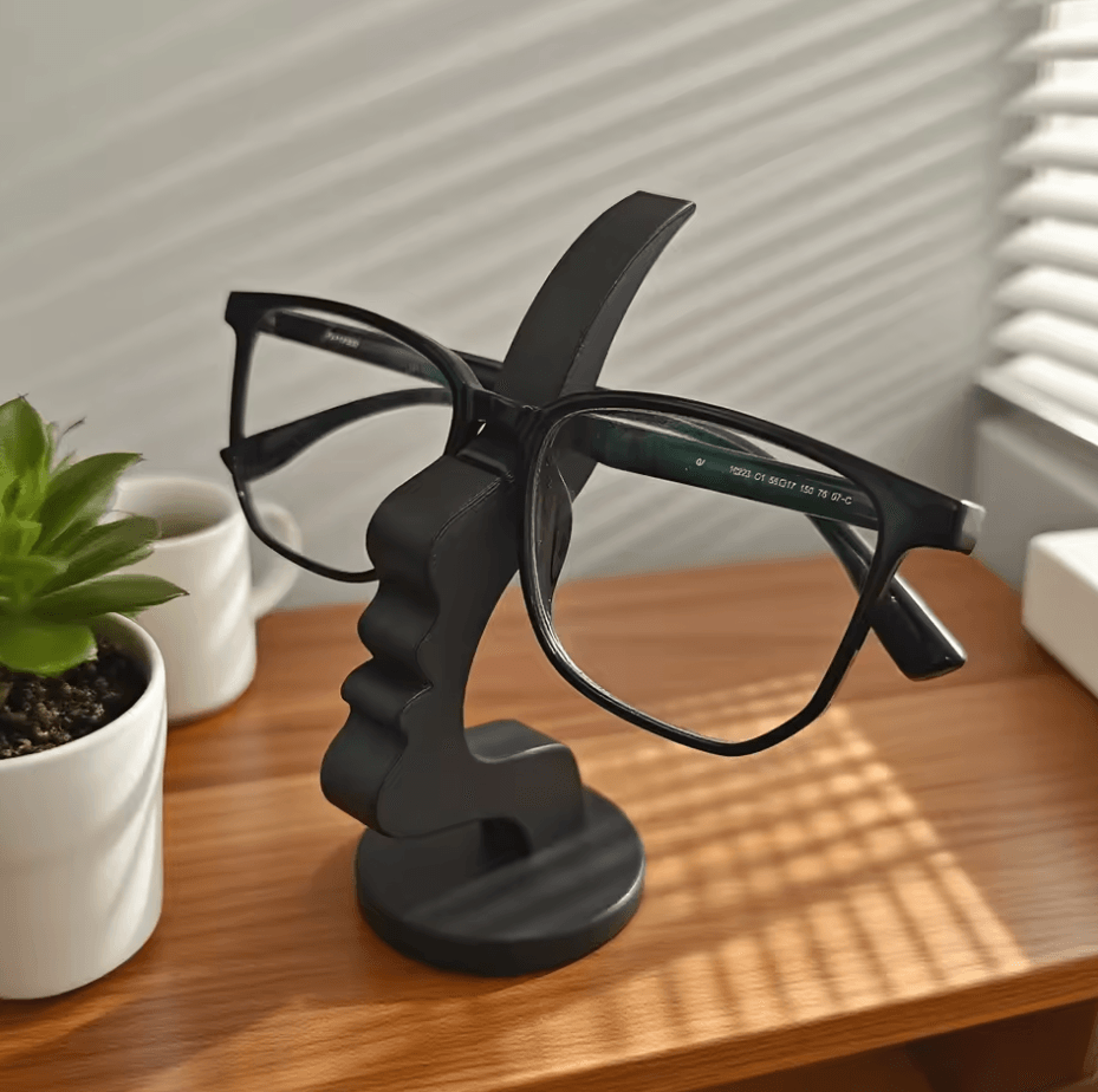 artistic curved glasses display stand sleek modern eyeglass holder case