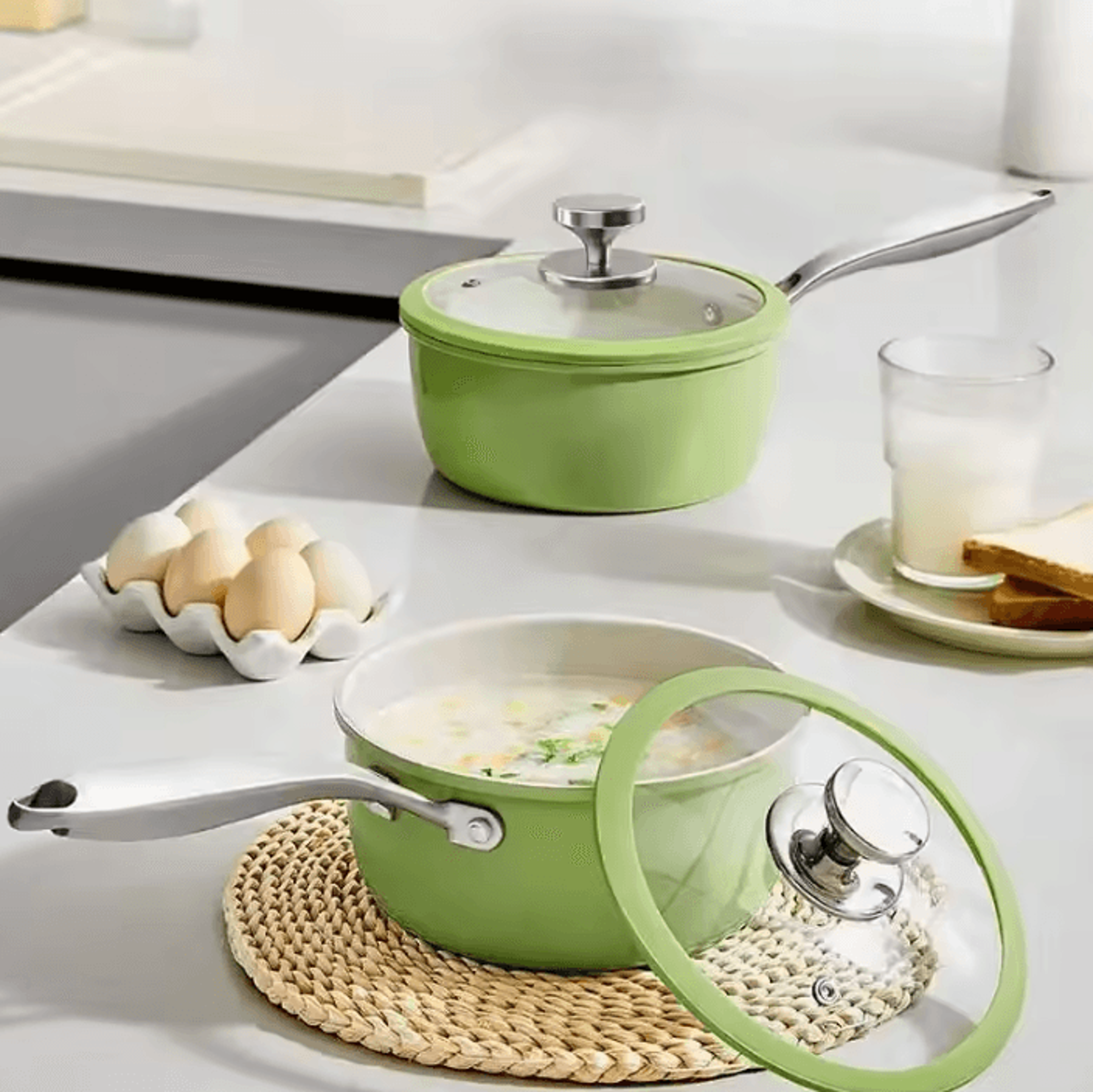 Ceramic Nonstick Saucepan With Lid  MultiPurpose Cooking Pot 4