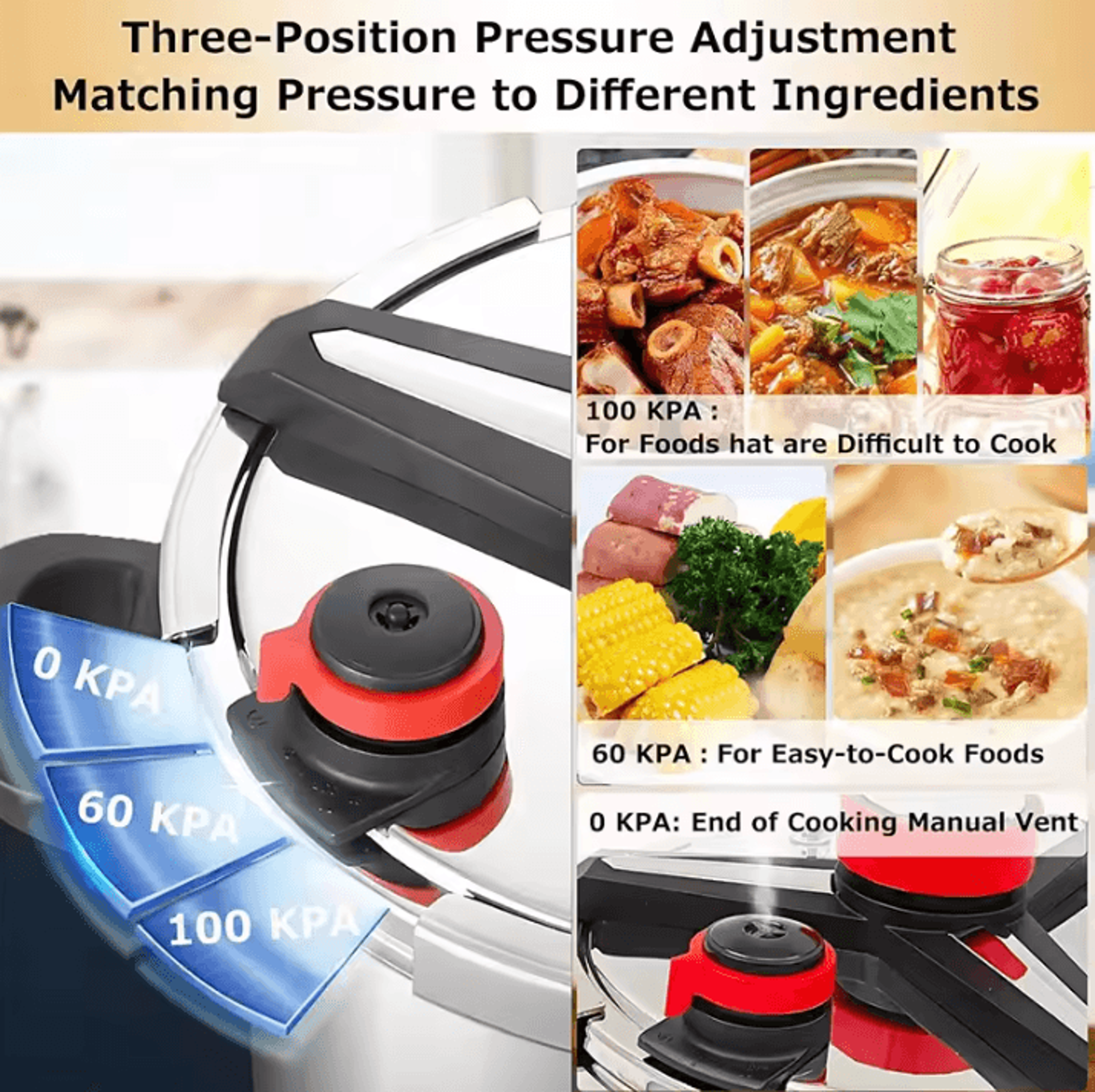 Stainless Steel Mini Pressure Cooker  18L24L With Glass Lid  OneHand Lock 3