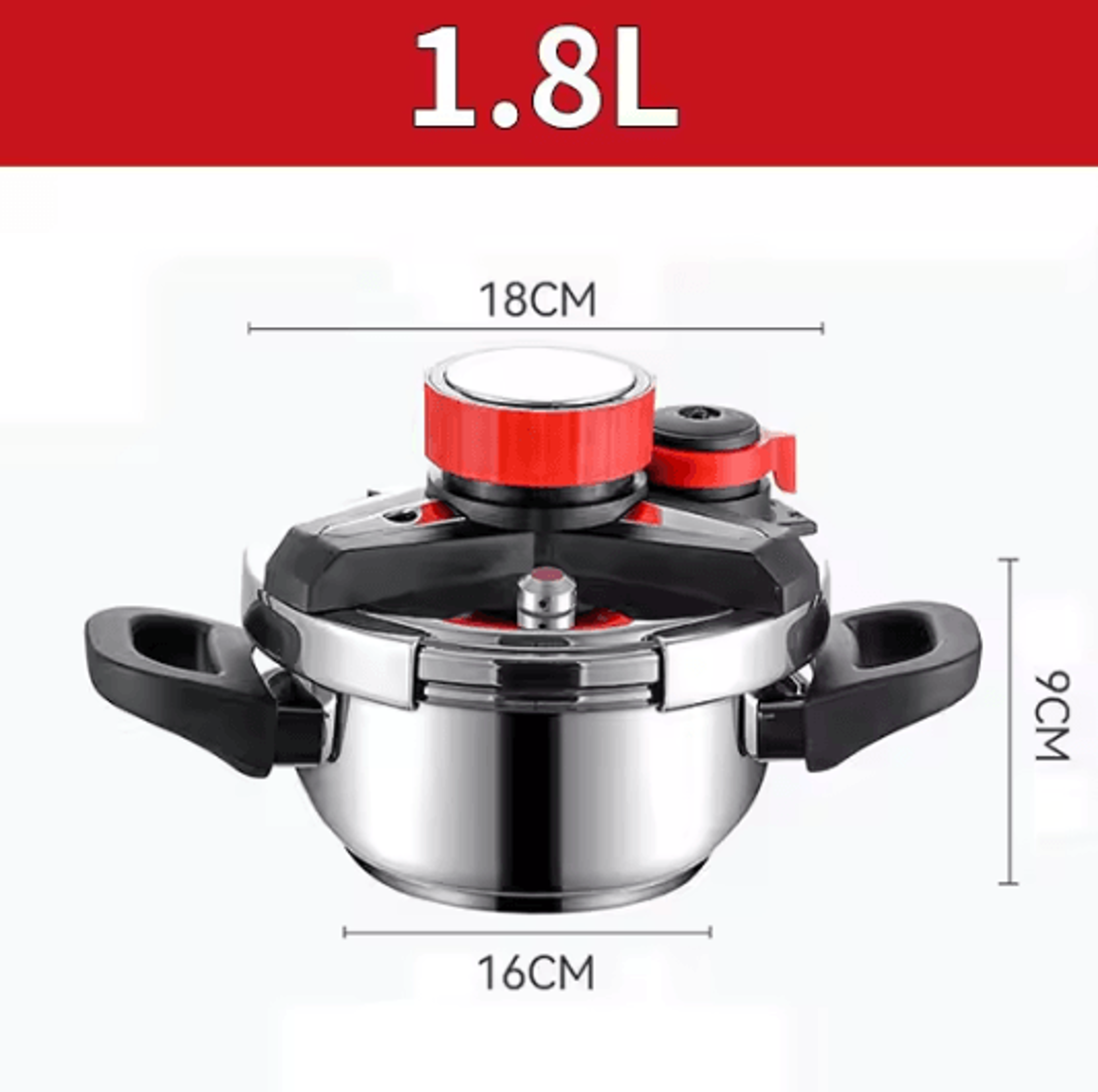 Stainless Steel Mini Pressure Cooker  18L24L With Glass Lid  OneHand Lock 6