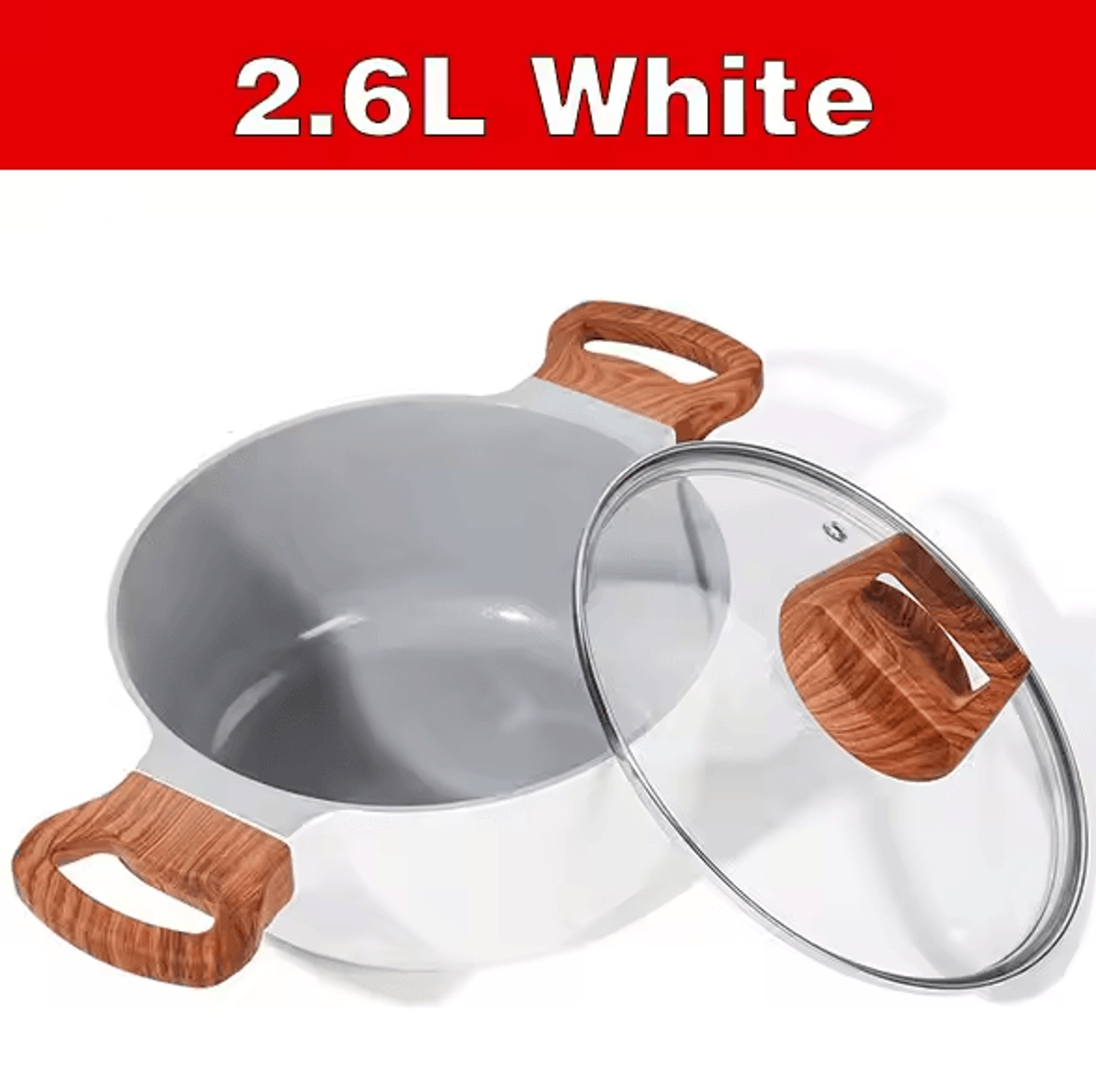 Ceramic Nonstick Soup Pot  26 L Healthy Casserole  Pasta Pot With Glass Lid 6