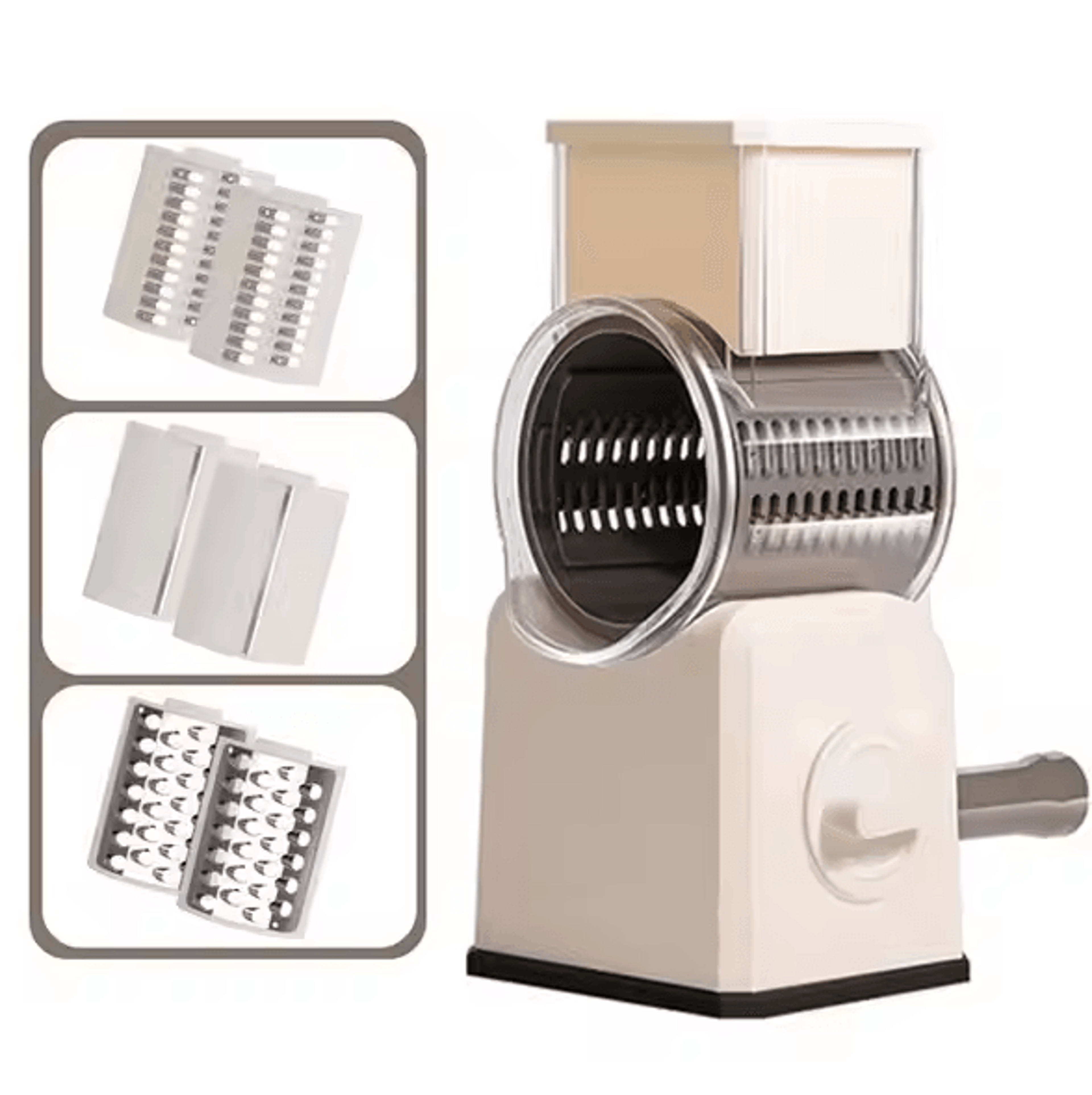 Rotary Cheese Grater Shredder  Hand Crank Kitchen Mandolin With 3 Drum Blades 6