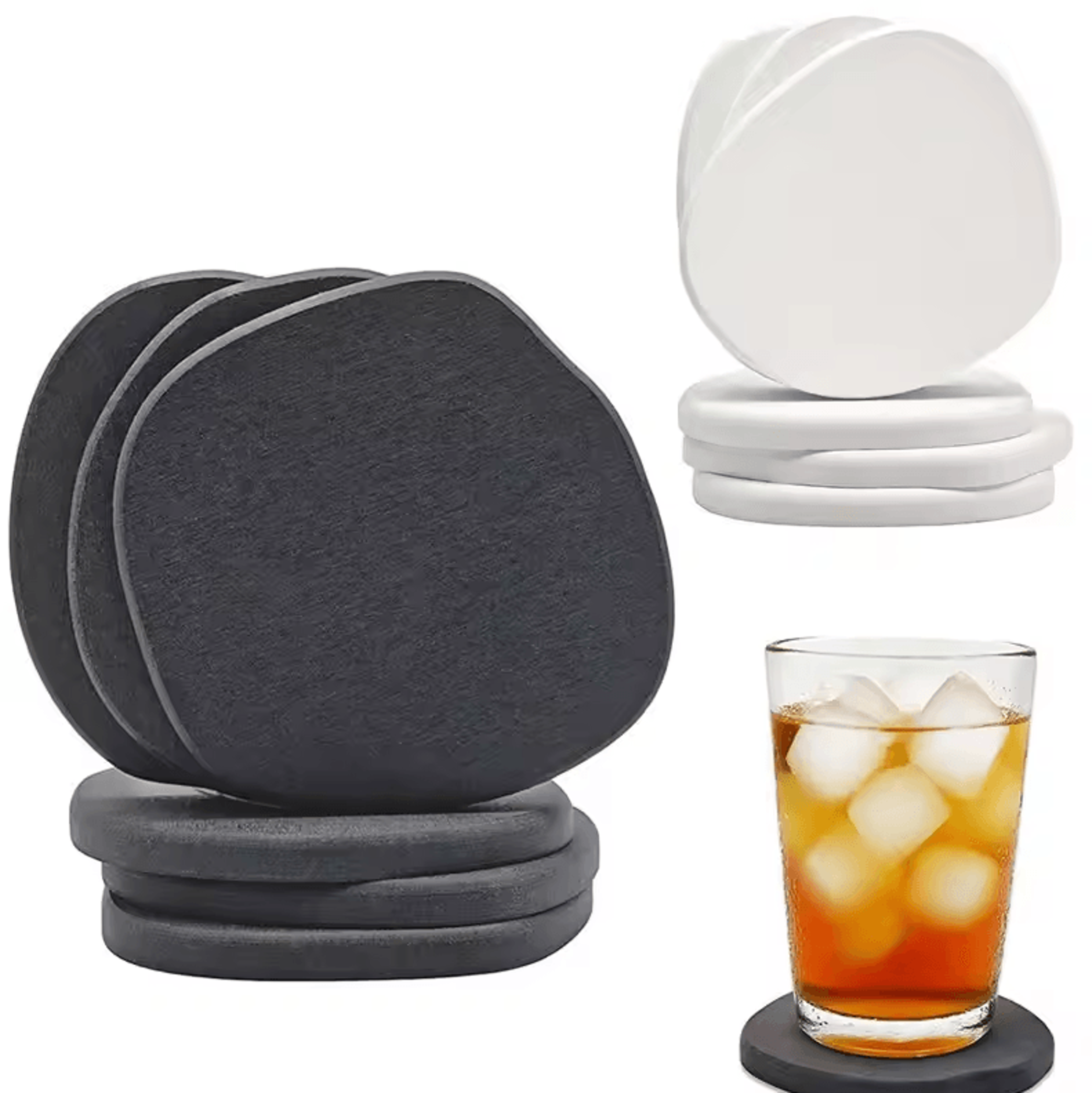 modern diatomaceous earth coaster set – absorbent quick-dry drink & coffee coasters