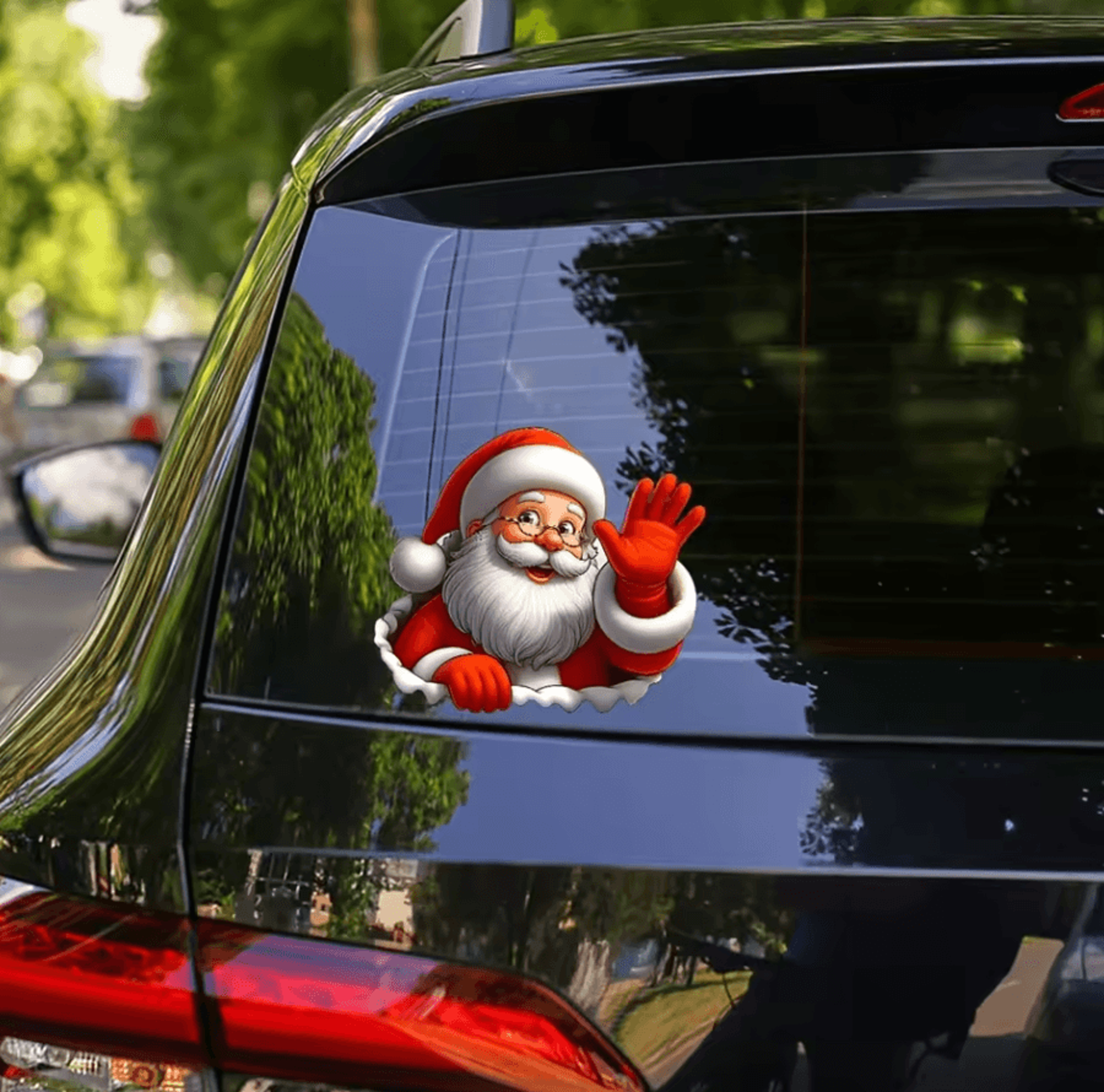 Santa Claus Waving Sticker  Christmas Decorative Adhesive Decal For Cars  Windows 3