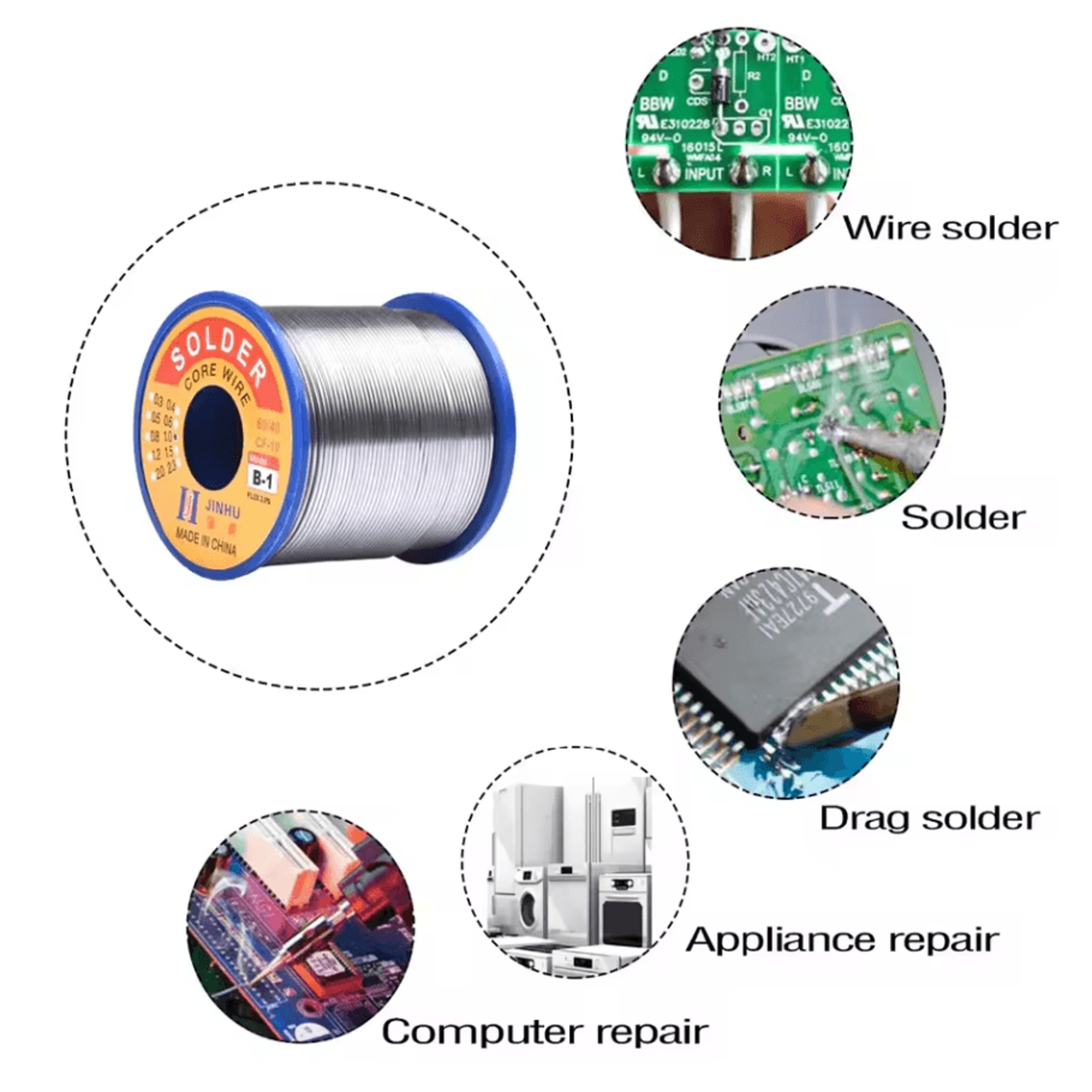 250g Rosin Core Solder Wire  Low Temperature Bright  EasytoSolder Alloy 10121520 Mm 2