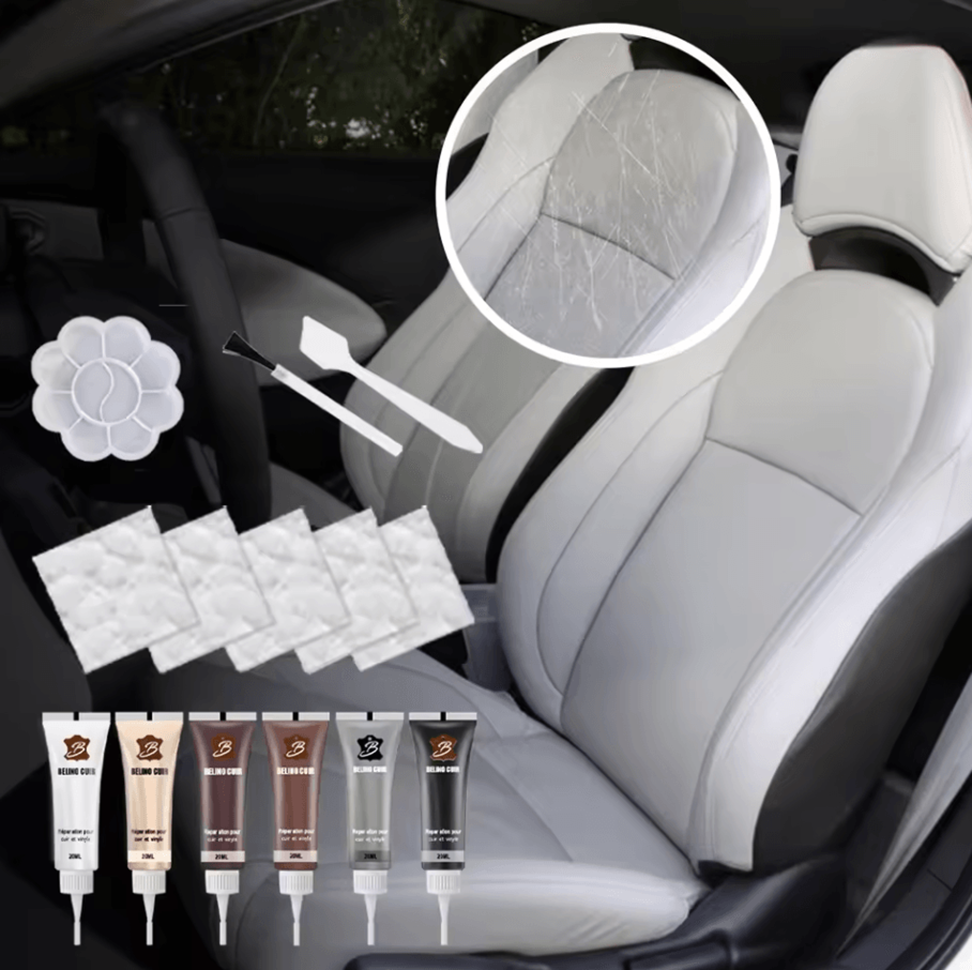20 ml leather repair gel paste | car seat & home leather scratch repair cream for sofa, bag and shoes