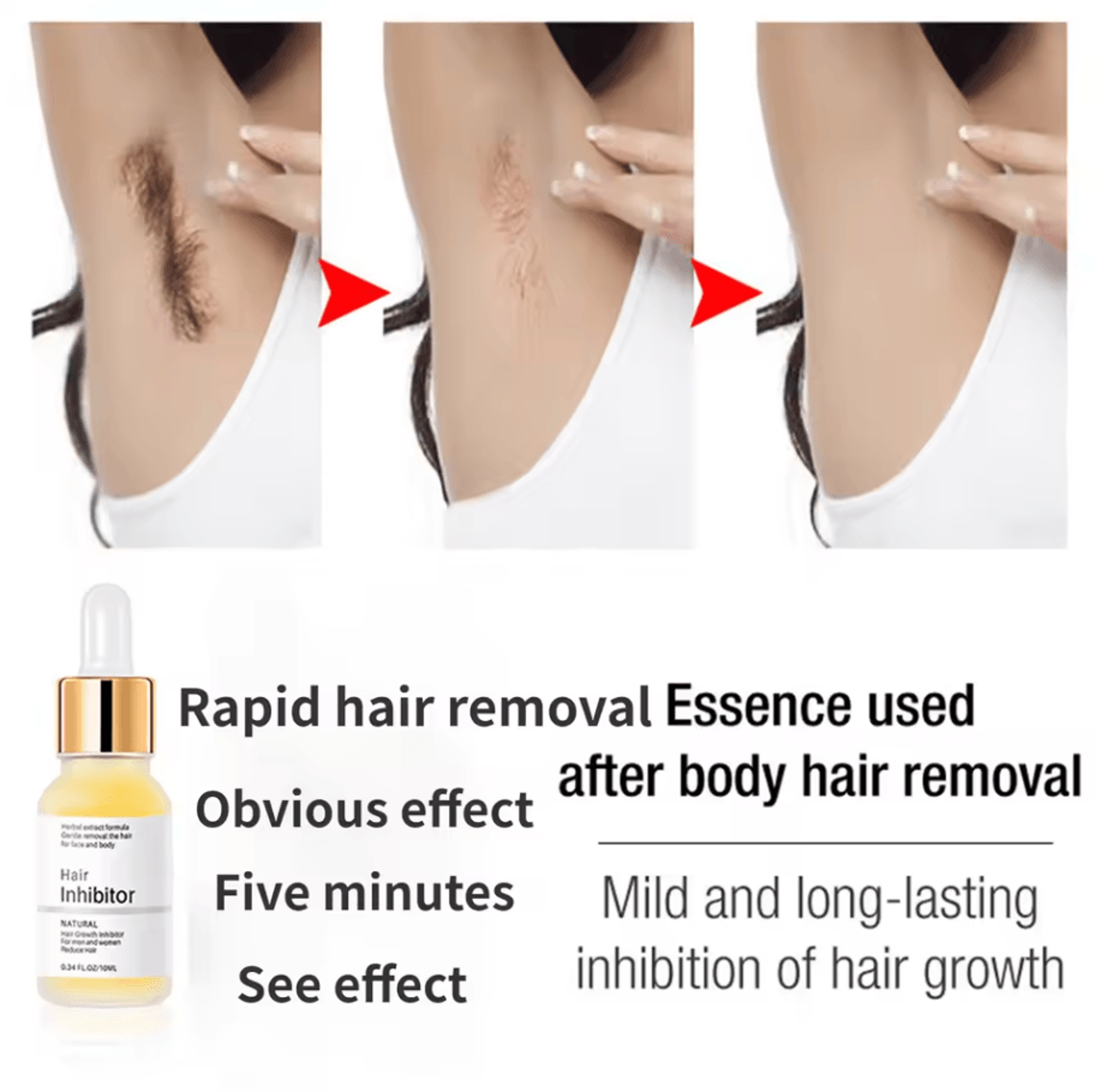 painless hair remover cream with hair growth inhibition | permanent removal inhibitor for body, bikini, beard & more