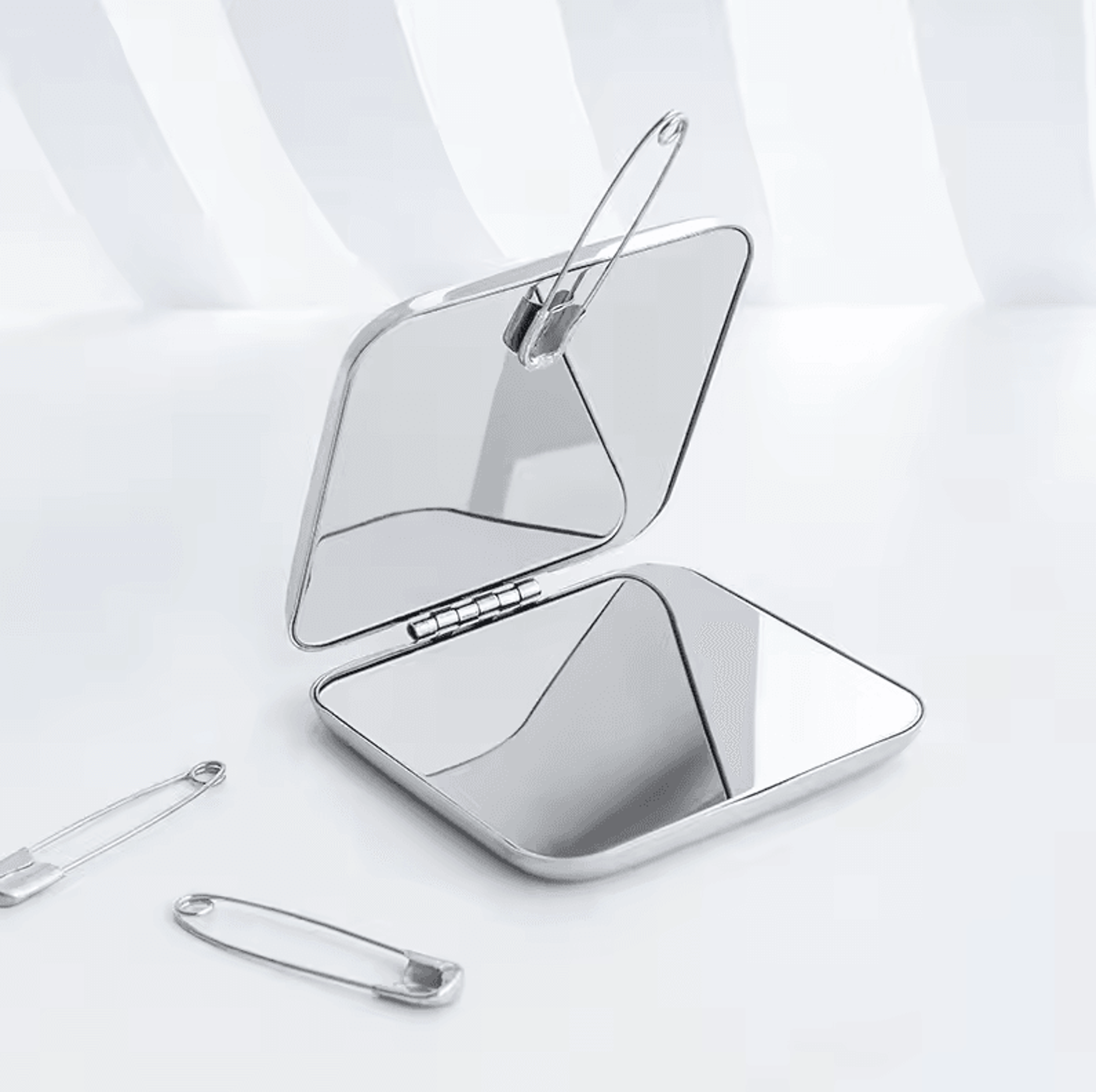 Ultra Slim Folding Cosmetic Mirror  Shatterproof Stainless Steel Portable Pocket Makeup Mirror 2
