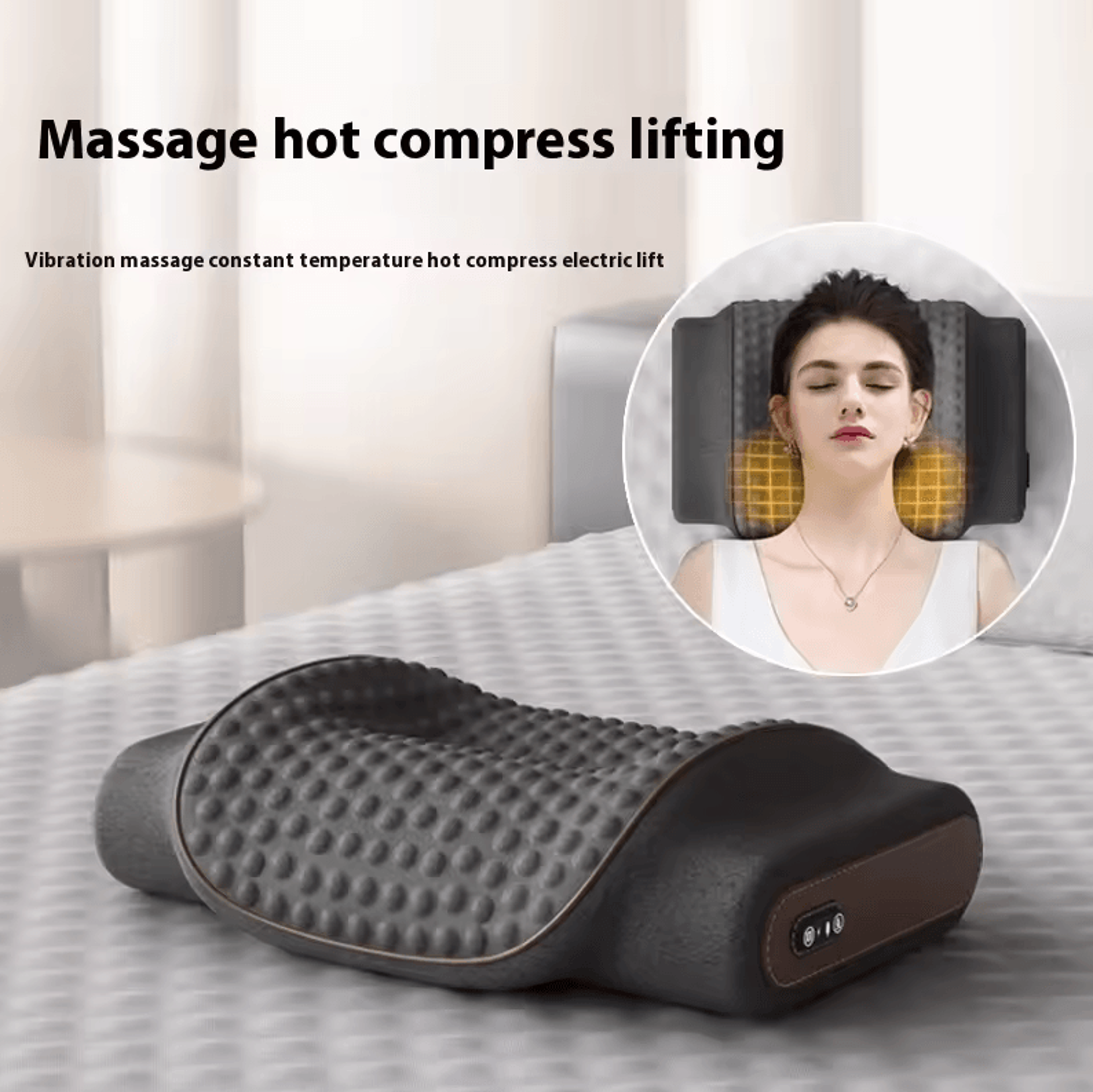 airbag neck massage pillow | electric hot compress & smart kneading vibration massager for fatigue relief