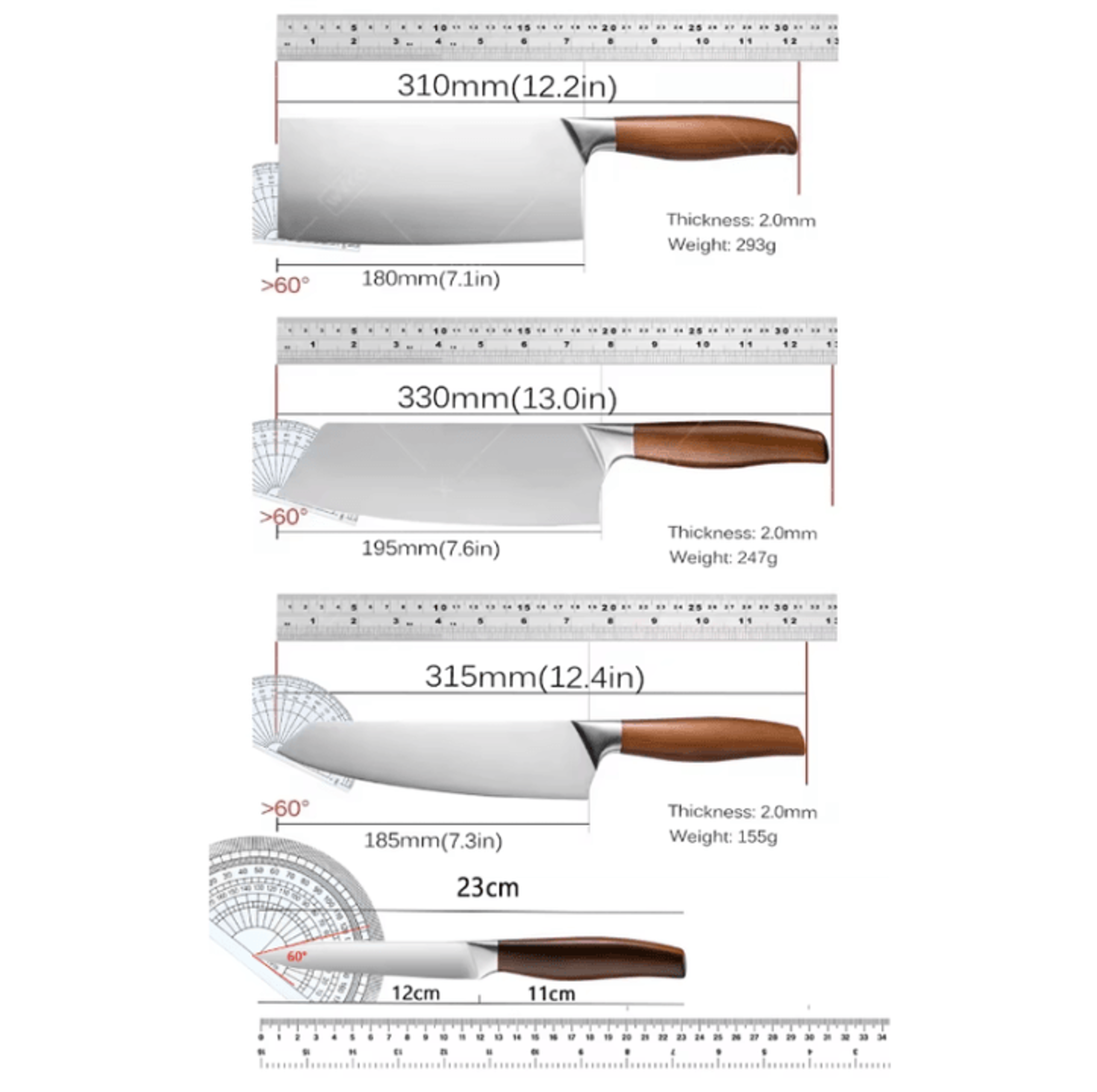 Professional Japanese Kitchen Knives Set With Chef Santoku Fillet And Cleaver 1