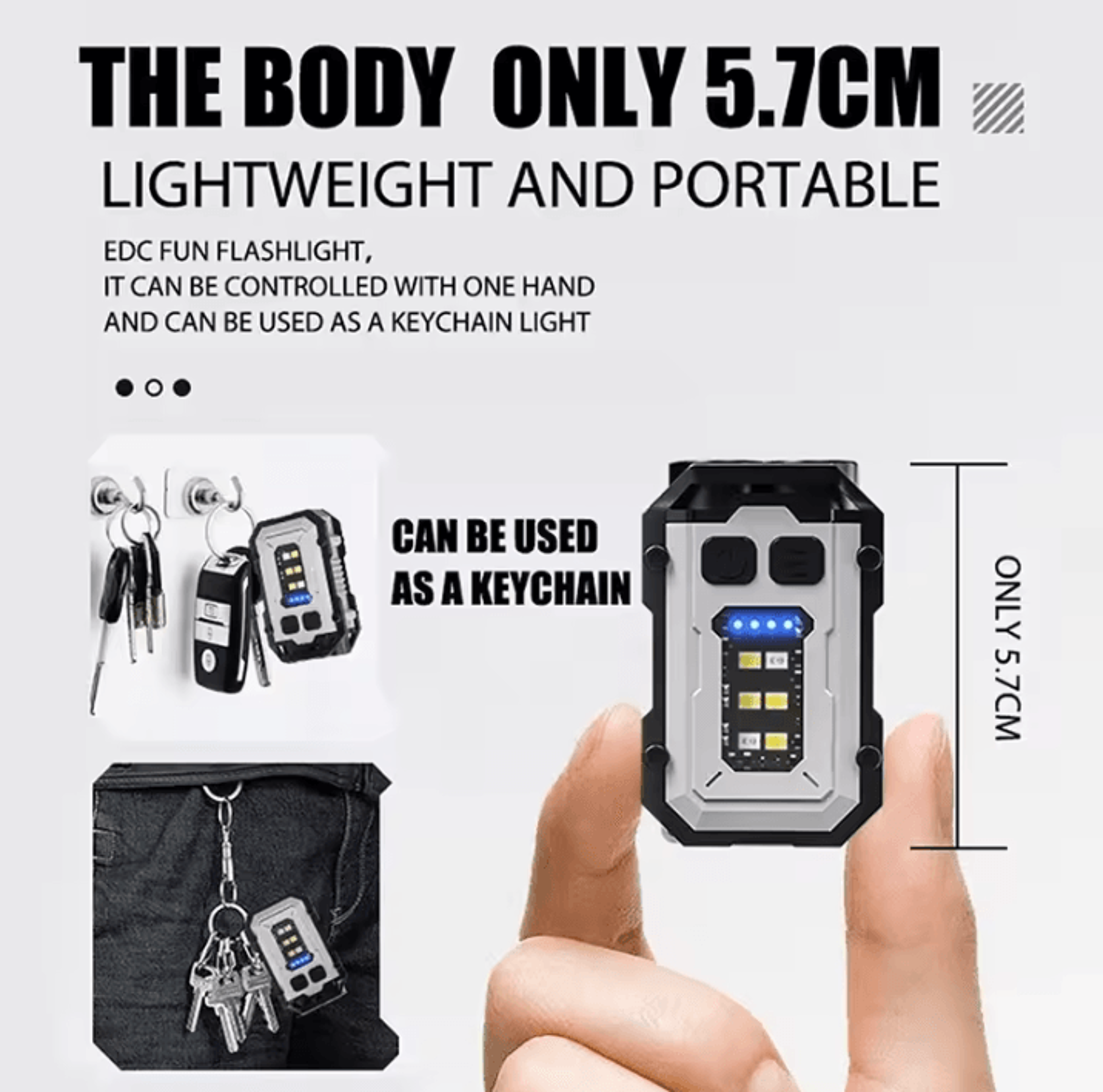 BALDR Pocket Torch Flashlight  Rechargeable EDC Mini Flashlight With Magnetic COB Work Light LED Ke 2