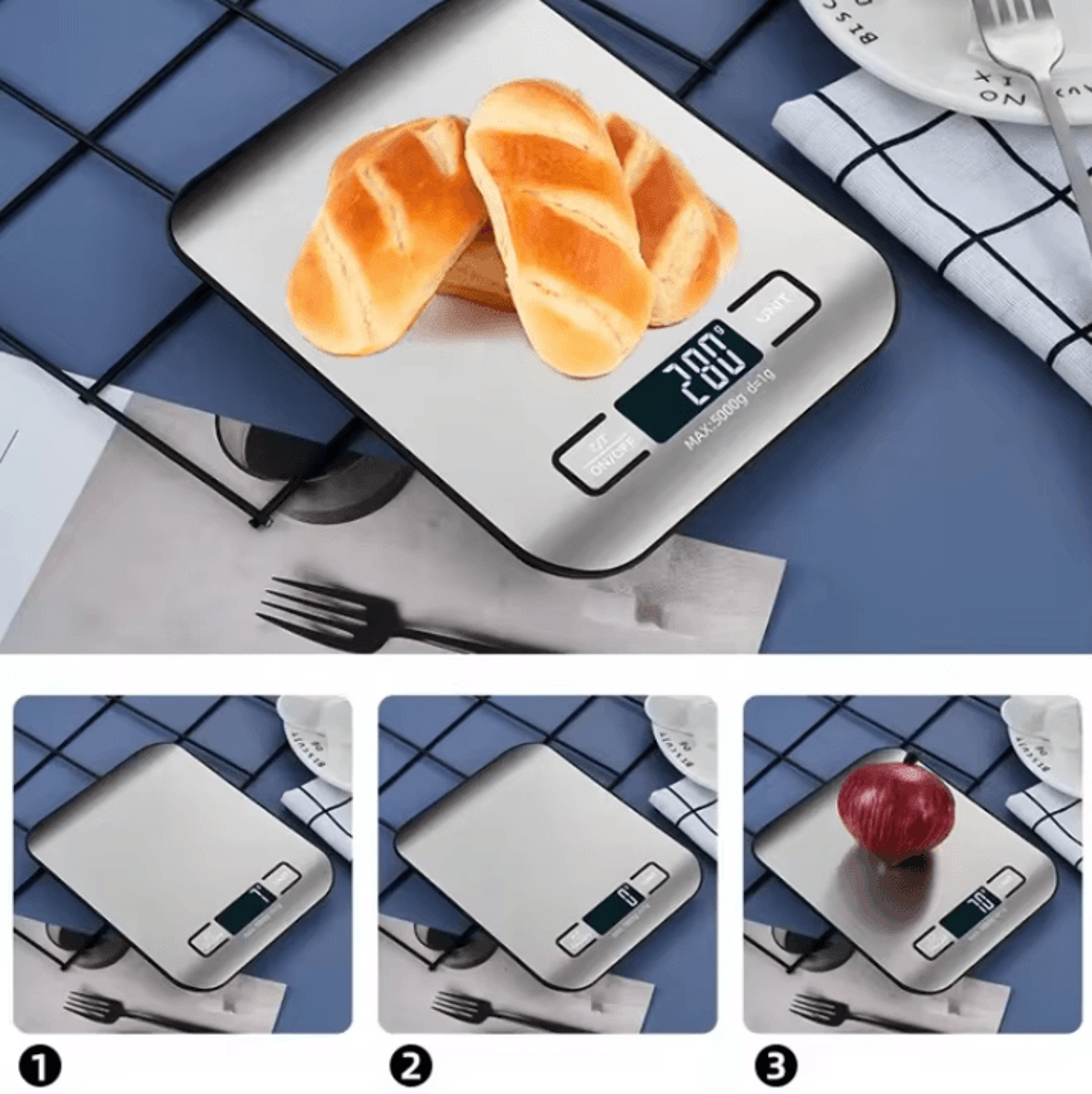 5000 G Digital Kitchen Scale  LCD Food Weighing Scale With Stainless Steel Electronic Scale Panel F 2