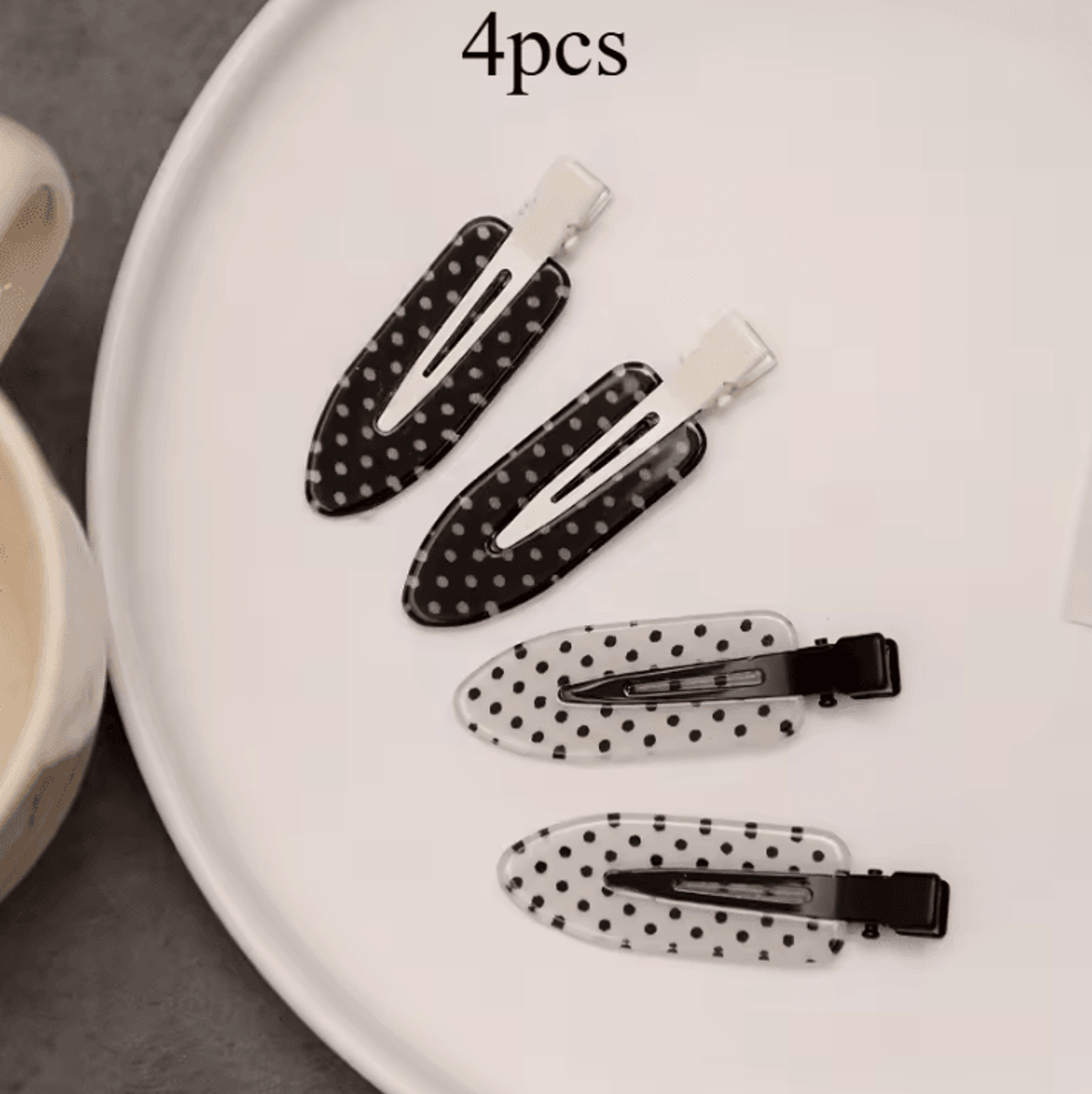 Black White Acrylic Hair Clips With Polka Dot Design Polka Dot Hair Accessories And Minimalist Hair 6