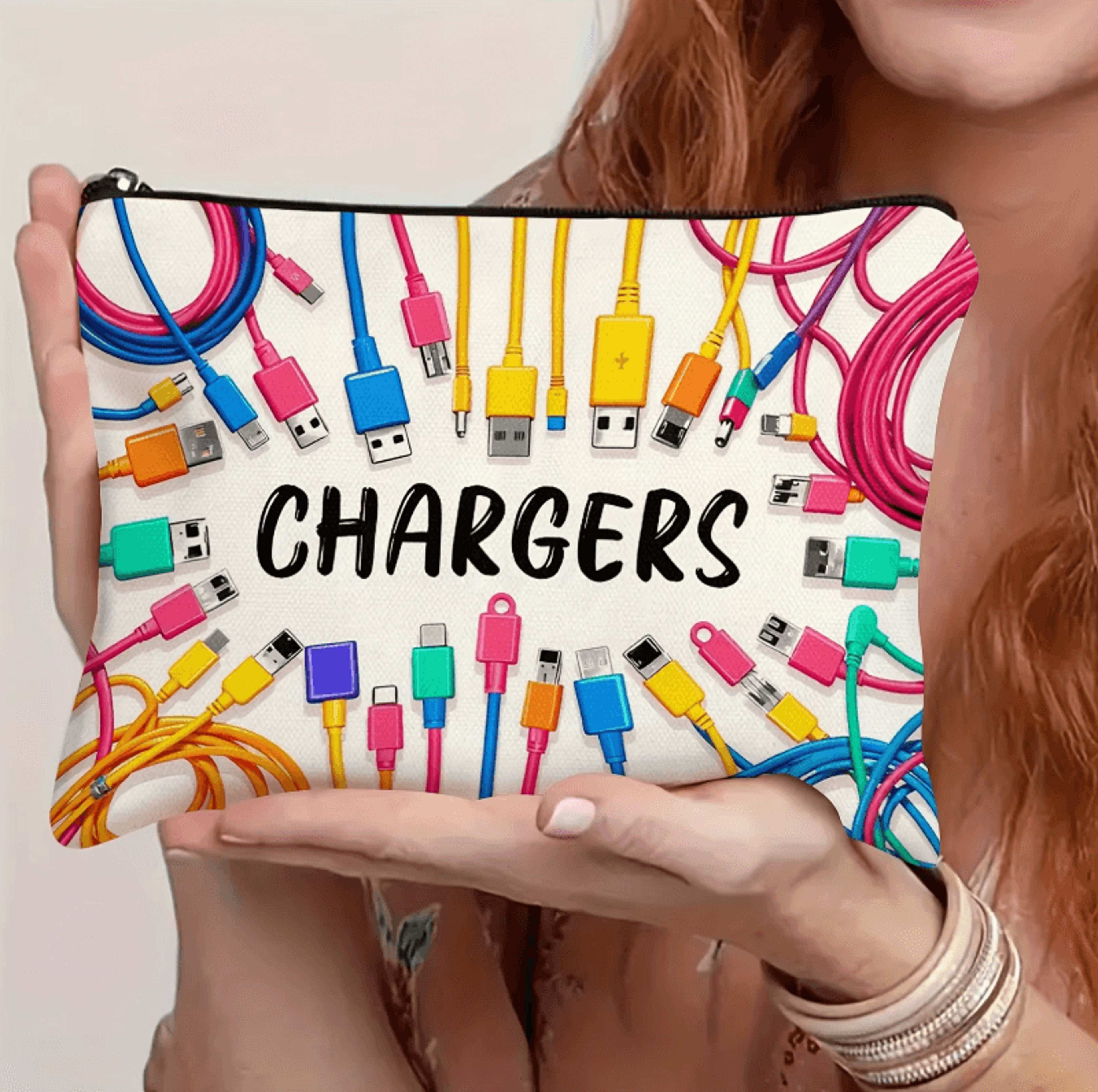 colorful usb cable organizer bag travel tech storage pouch with zipper